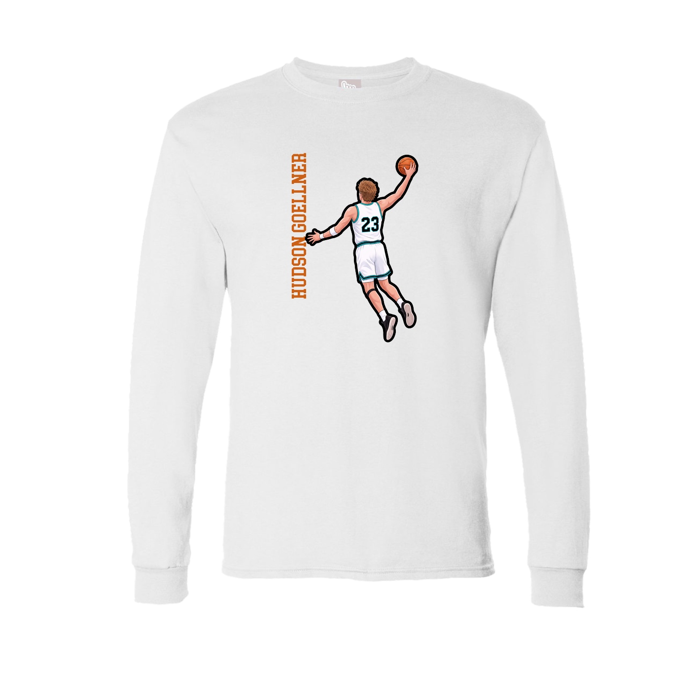 Long Sleeve Tee — Name Vertical in White