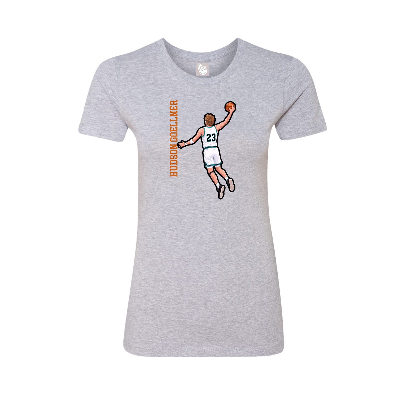 Fitted Women's Tee — Name Vertical in Grey