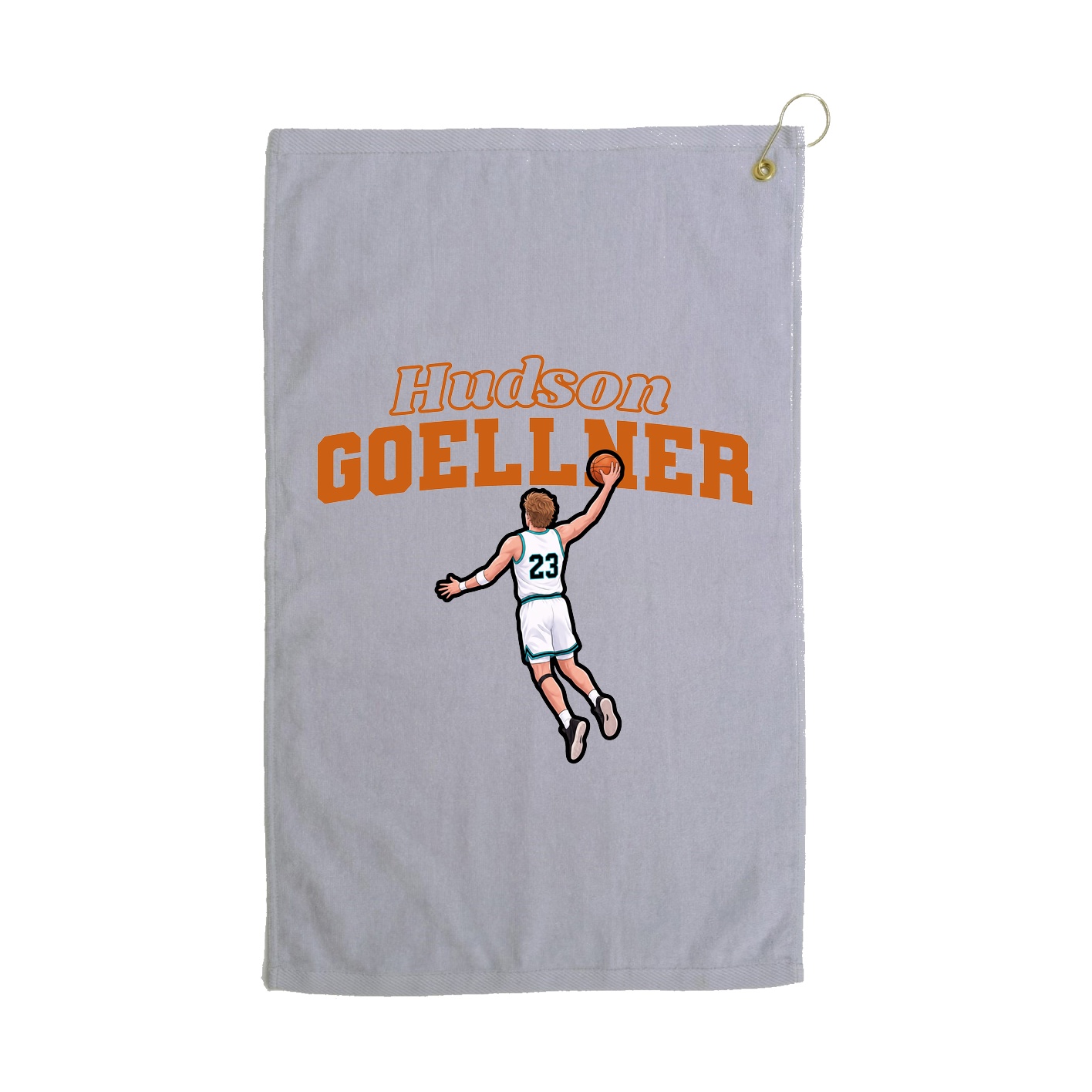 Golf Towel — Name Arch in Grey