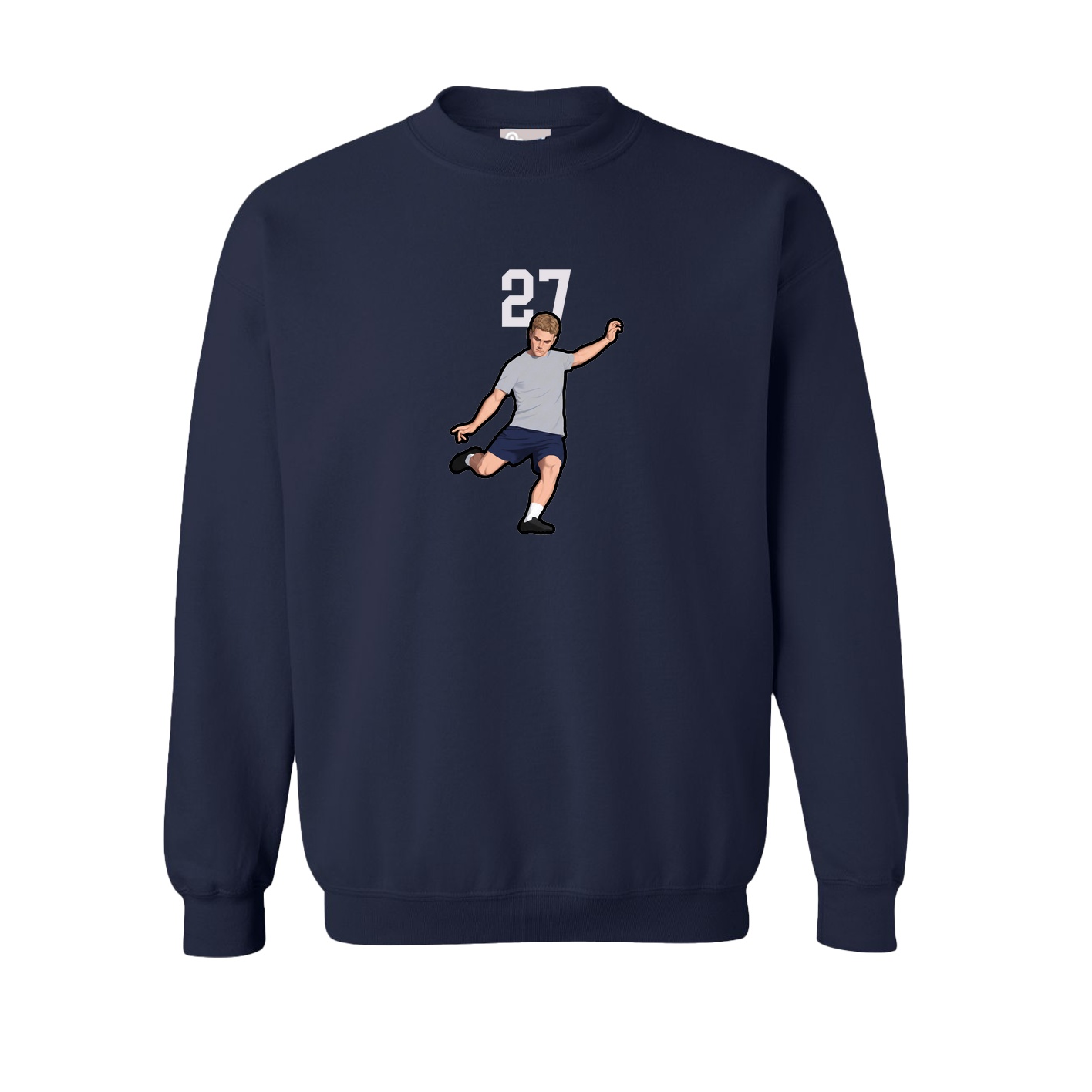Fleece Crew — Number Top in Navy
