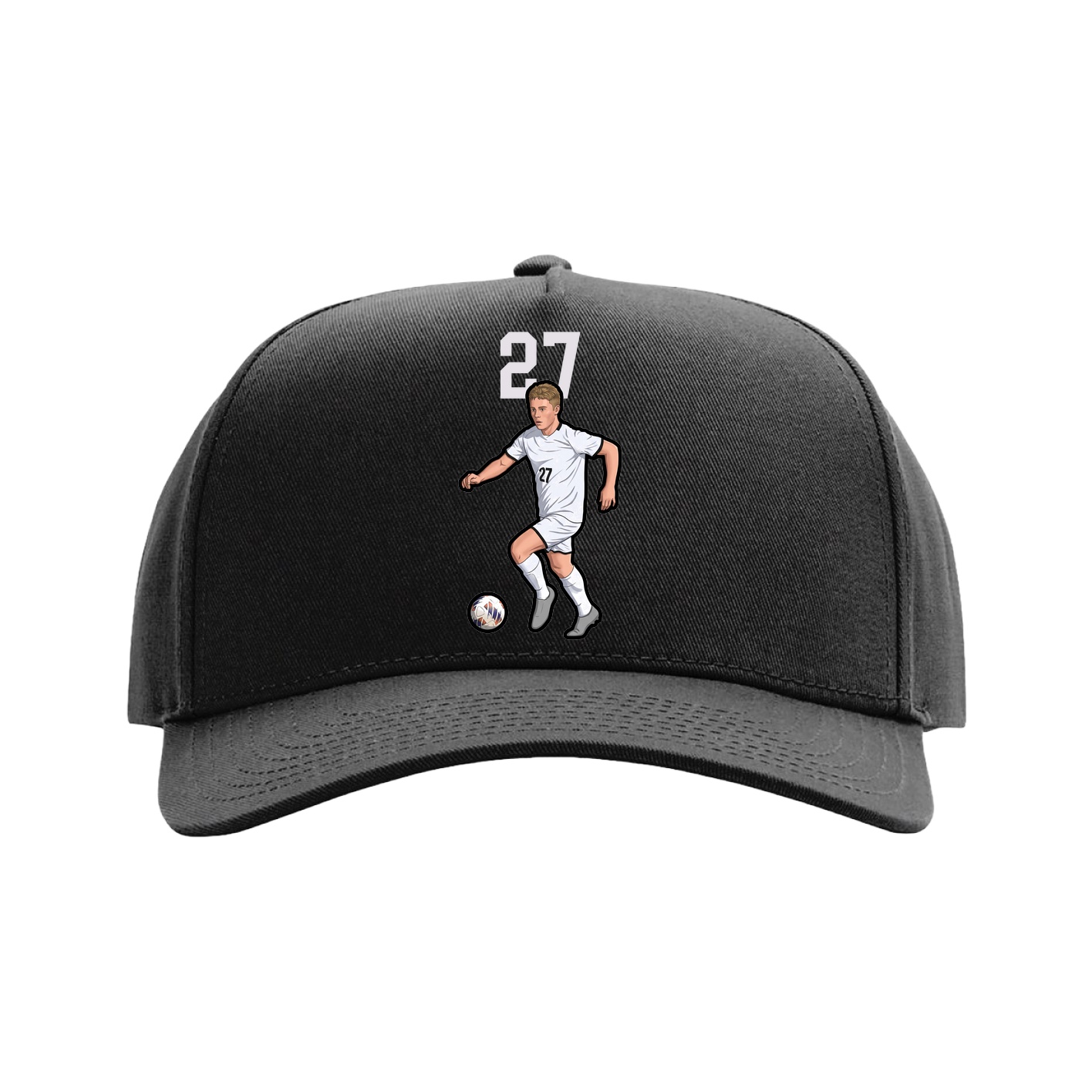 Full Fabric Five-Panel Champ Cap — Number Top in Black