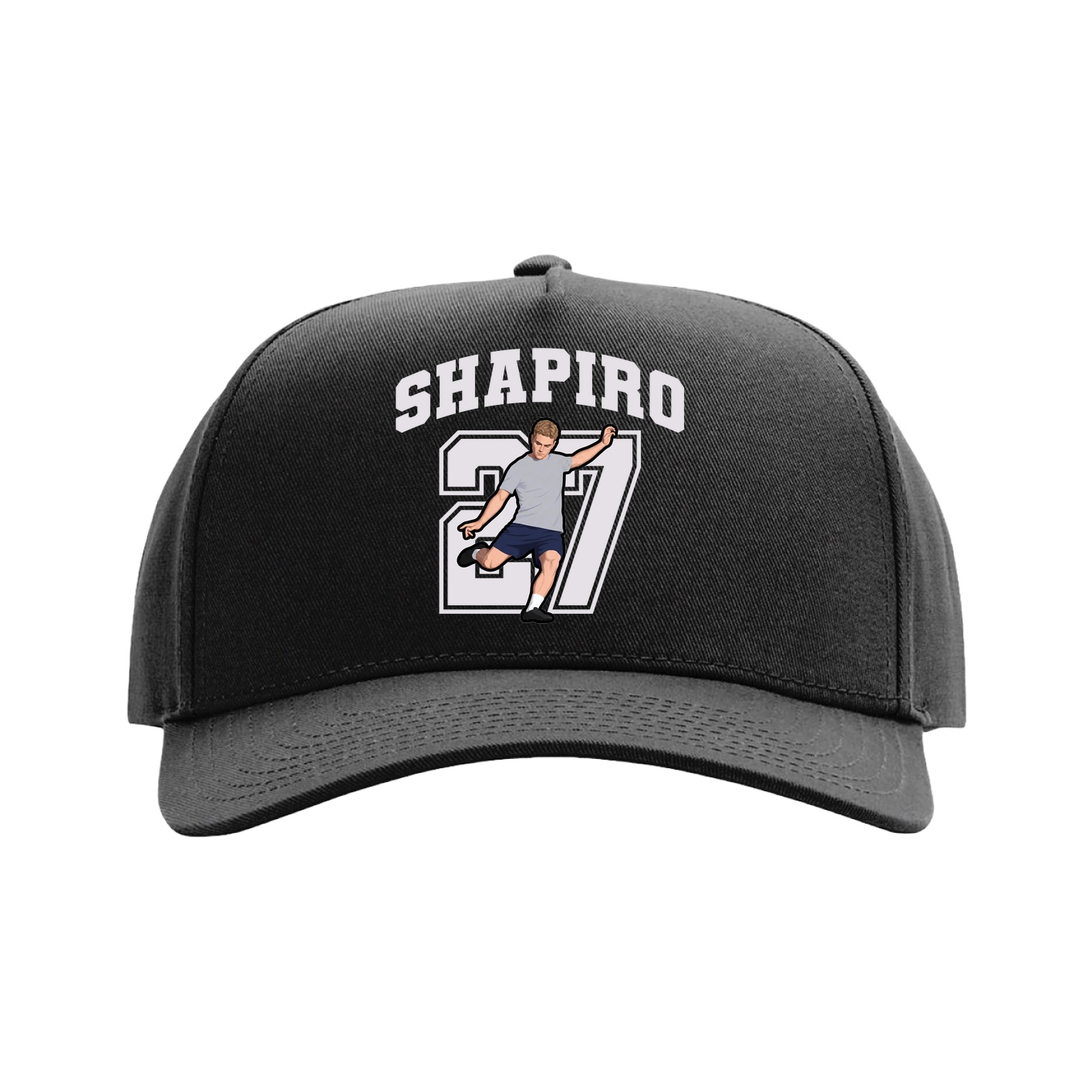 Full Fabric Five-Panel Champ Cap — Number in Black