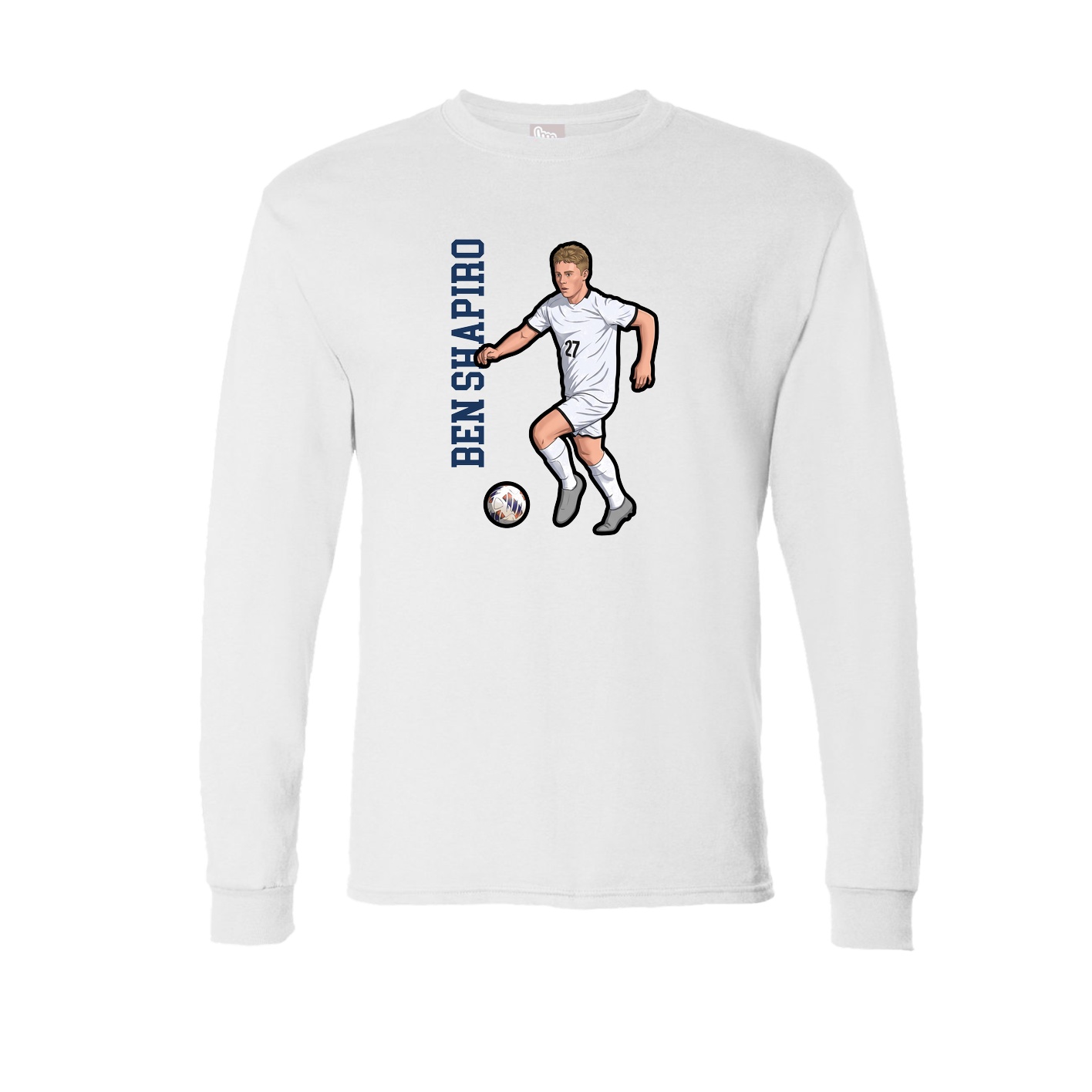 Long Sleeve Tee — Name Vertical in White