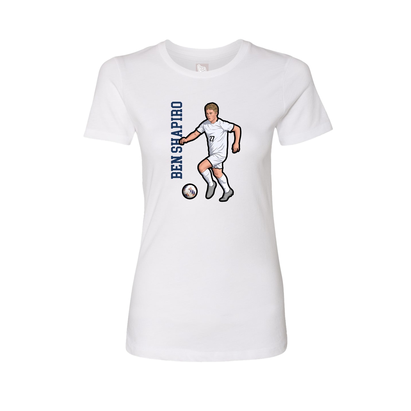 Fitted Women's Tee — Name Vertical in White
