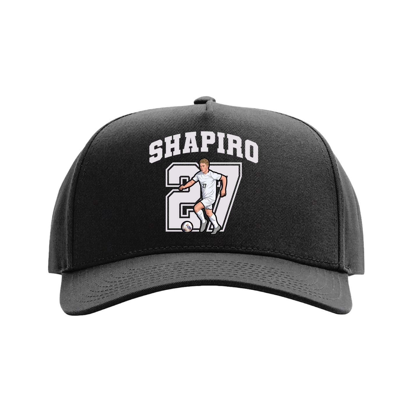 Full Fabric Five-Panel Champ Cap — Number in Black