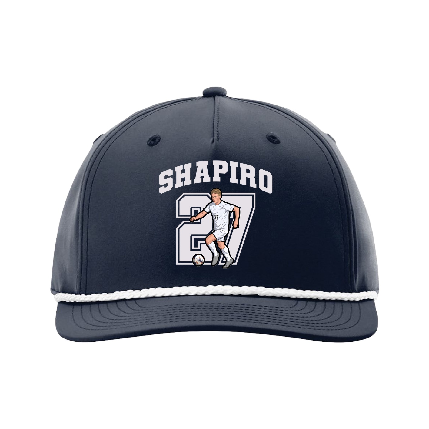 Five-Panel Classic Rope Cap — Number in Navy