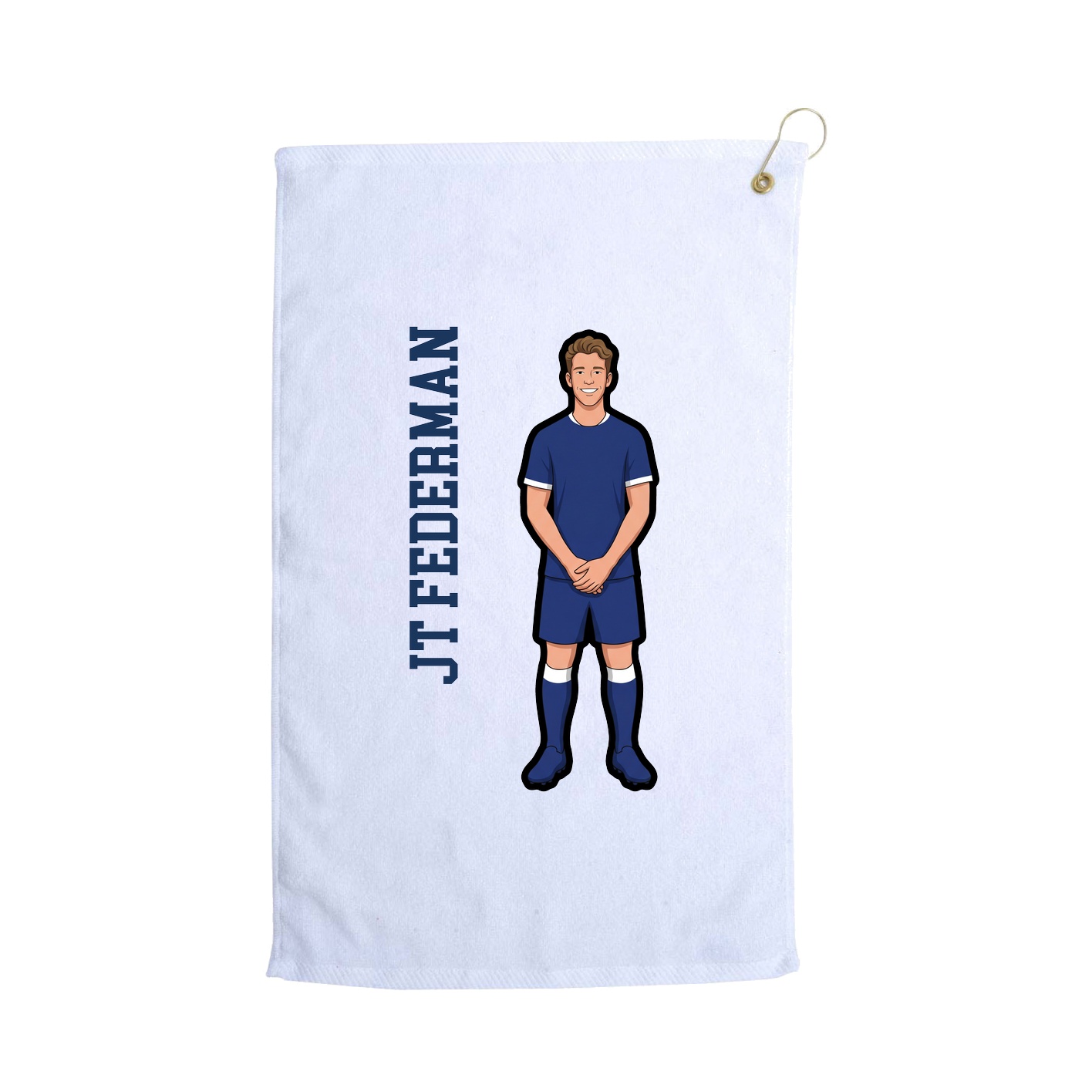 Golf Towel — Name Vertical in White