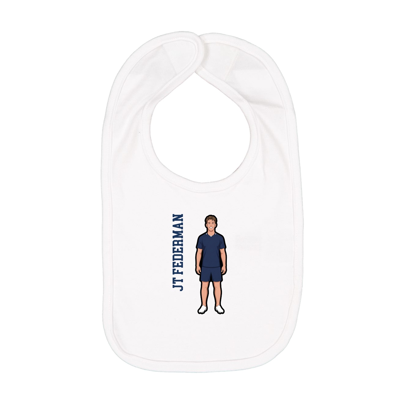 Infant Bib — Name Vertical in White