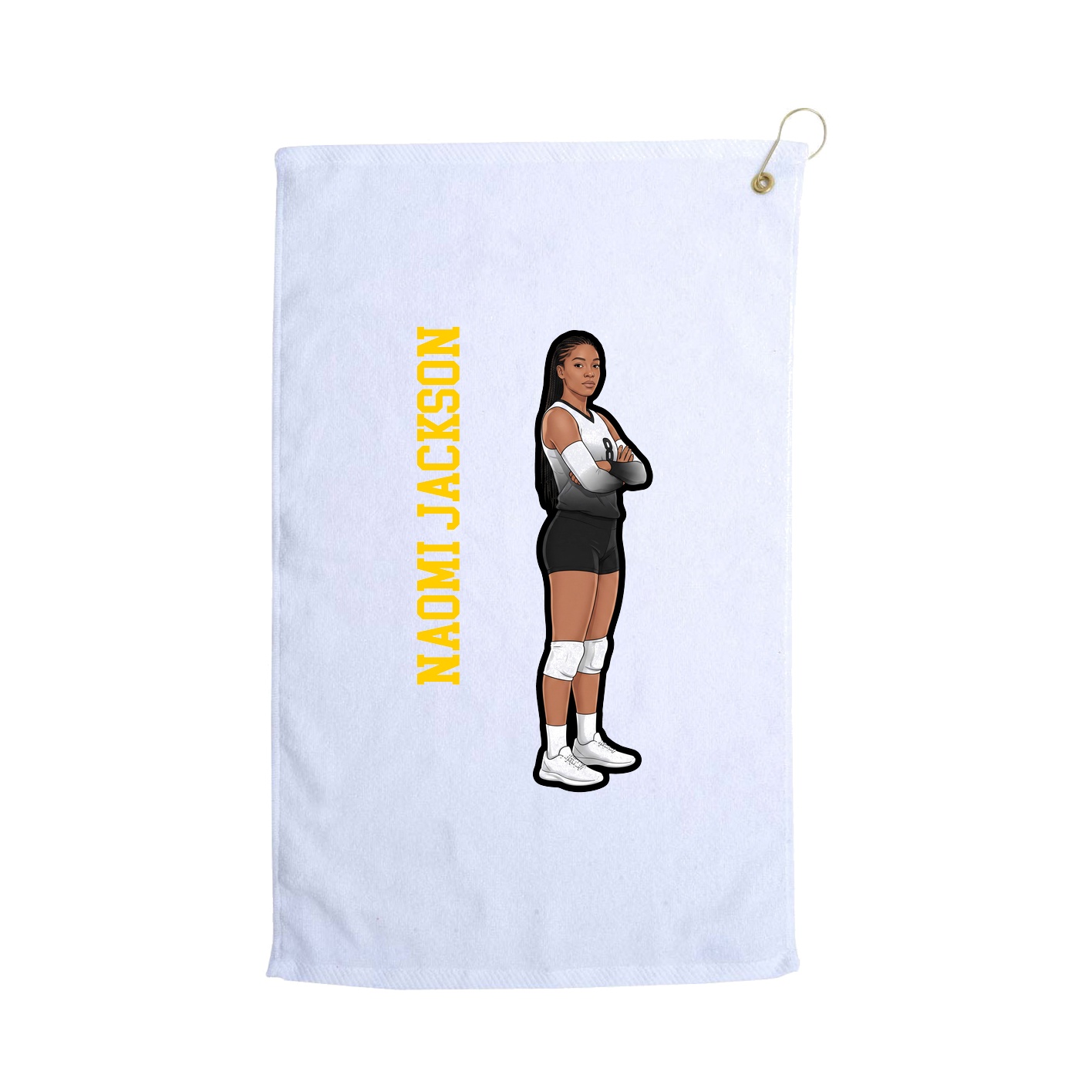 Golf Towel — Name Vertical in White