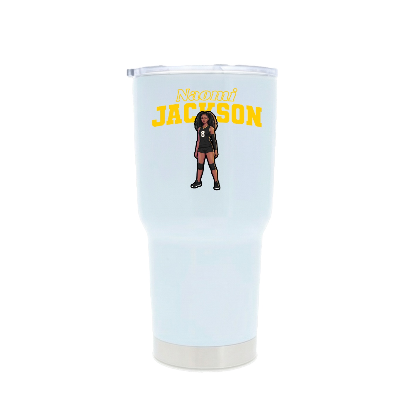 30oz Stainless Steel Tumbler — Name Arch in White