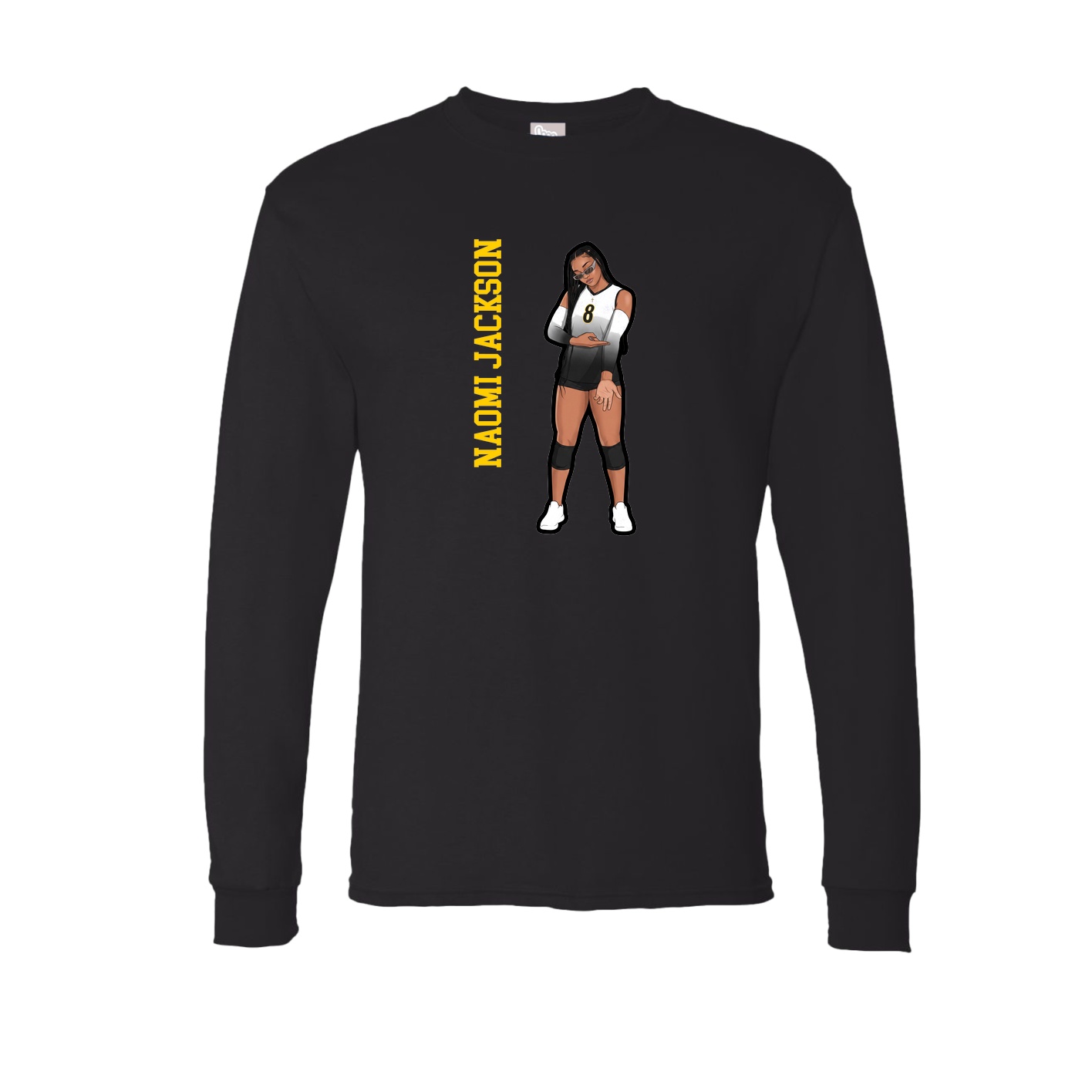 Long Sleeve Tee — Name Vertical in Black