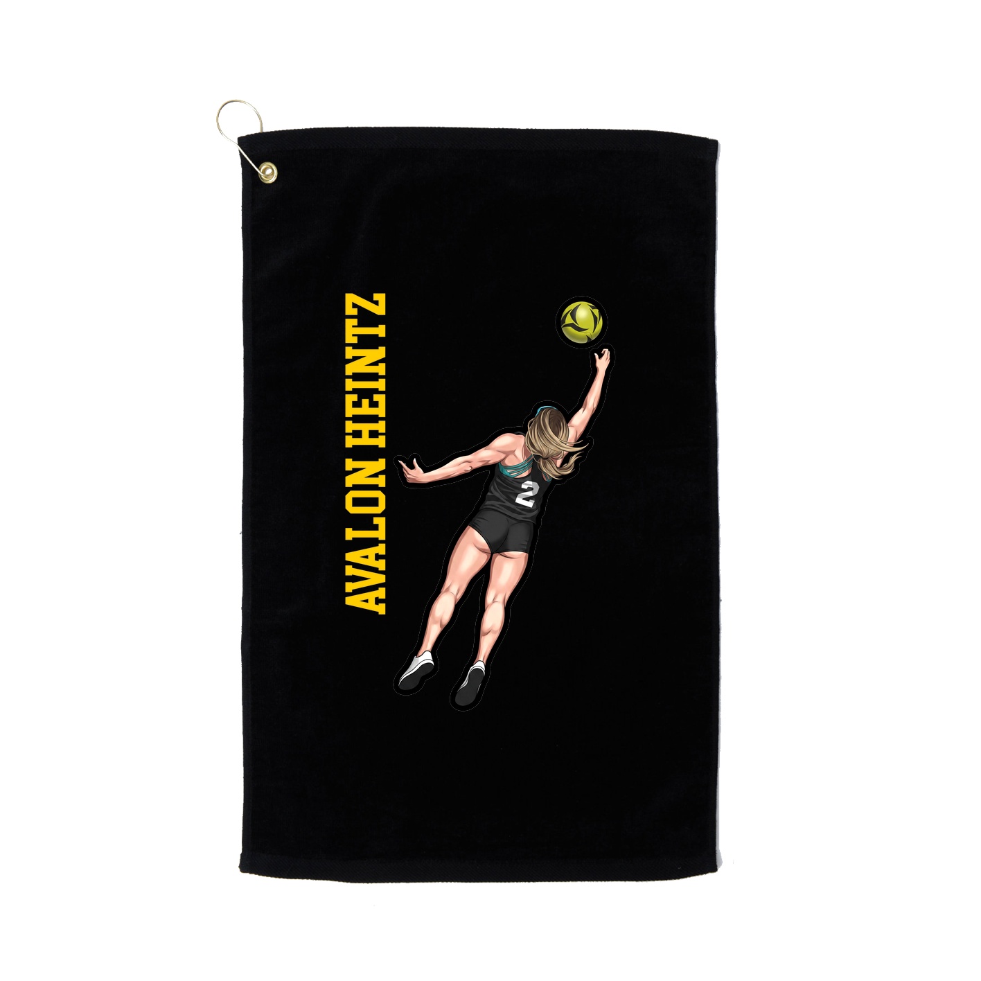 Golf Towel — Name Vertical in Black