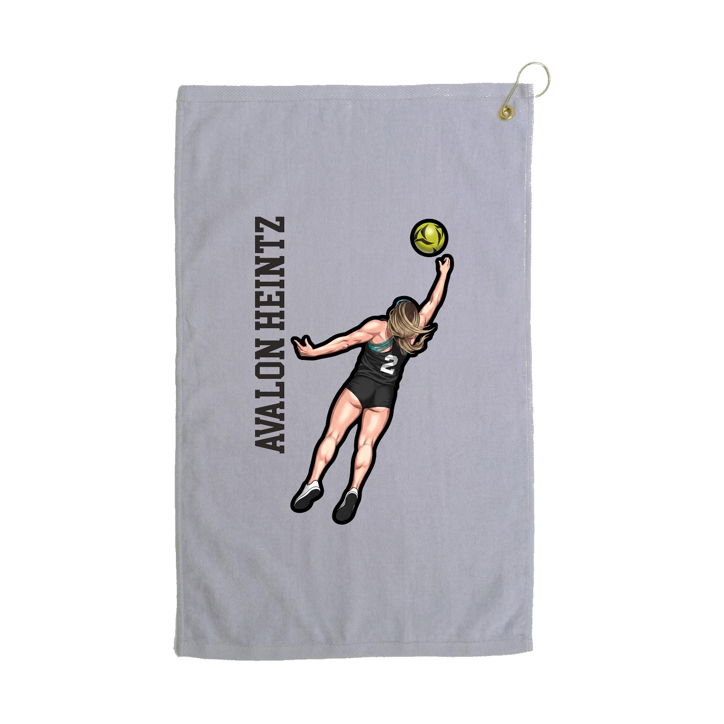 Golf Towel — Name Vertical in Grey