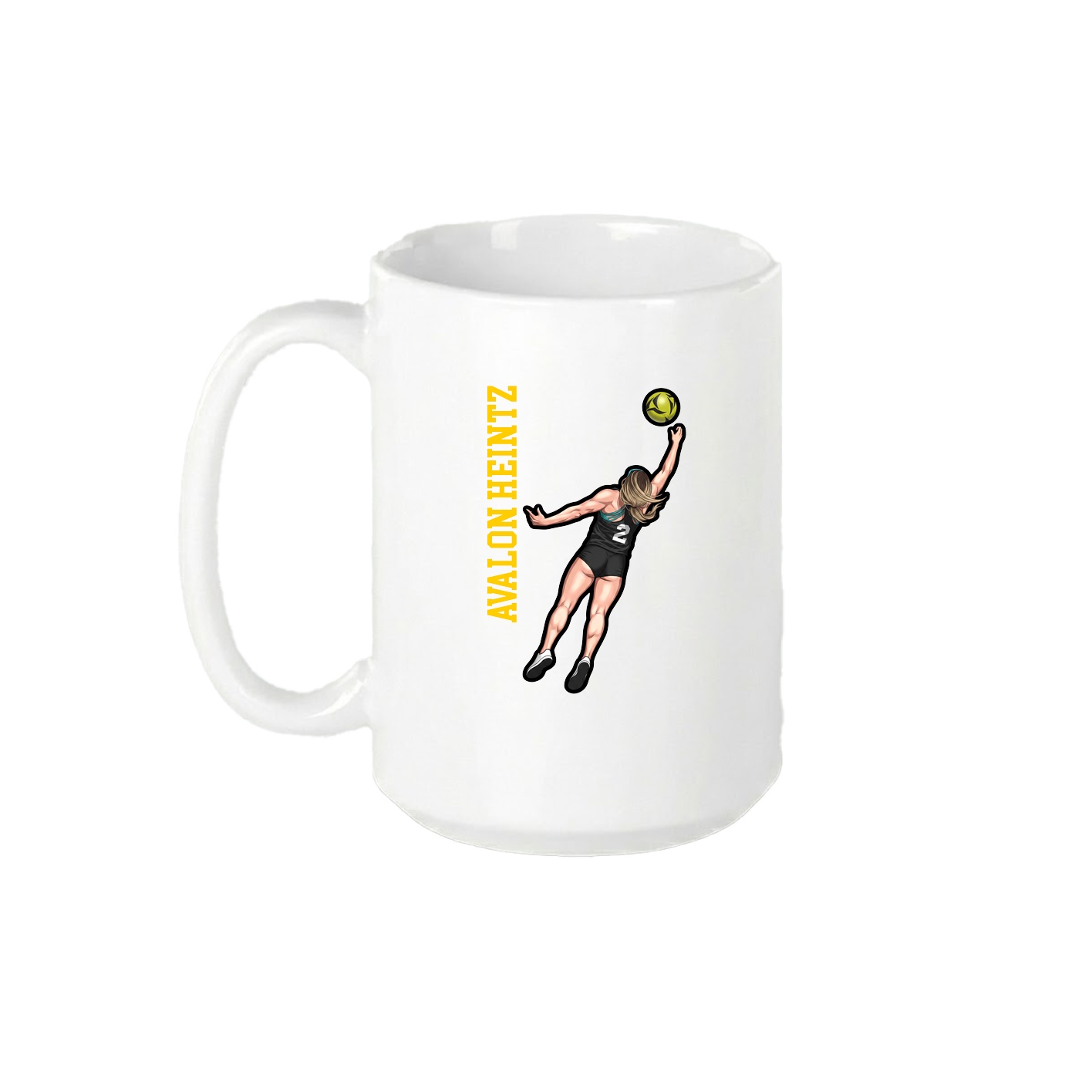 15oz Coffee Mug — Name Vertical in White