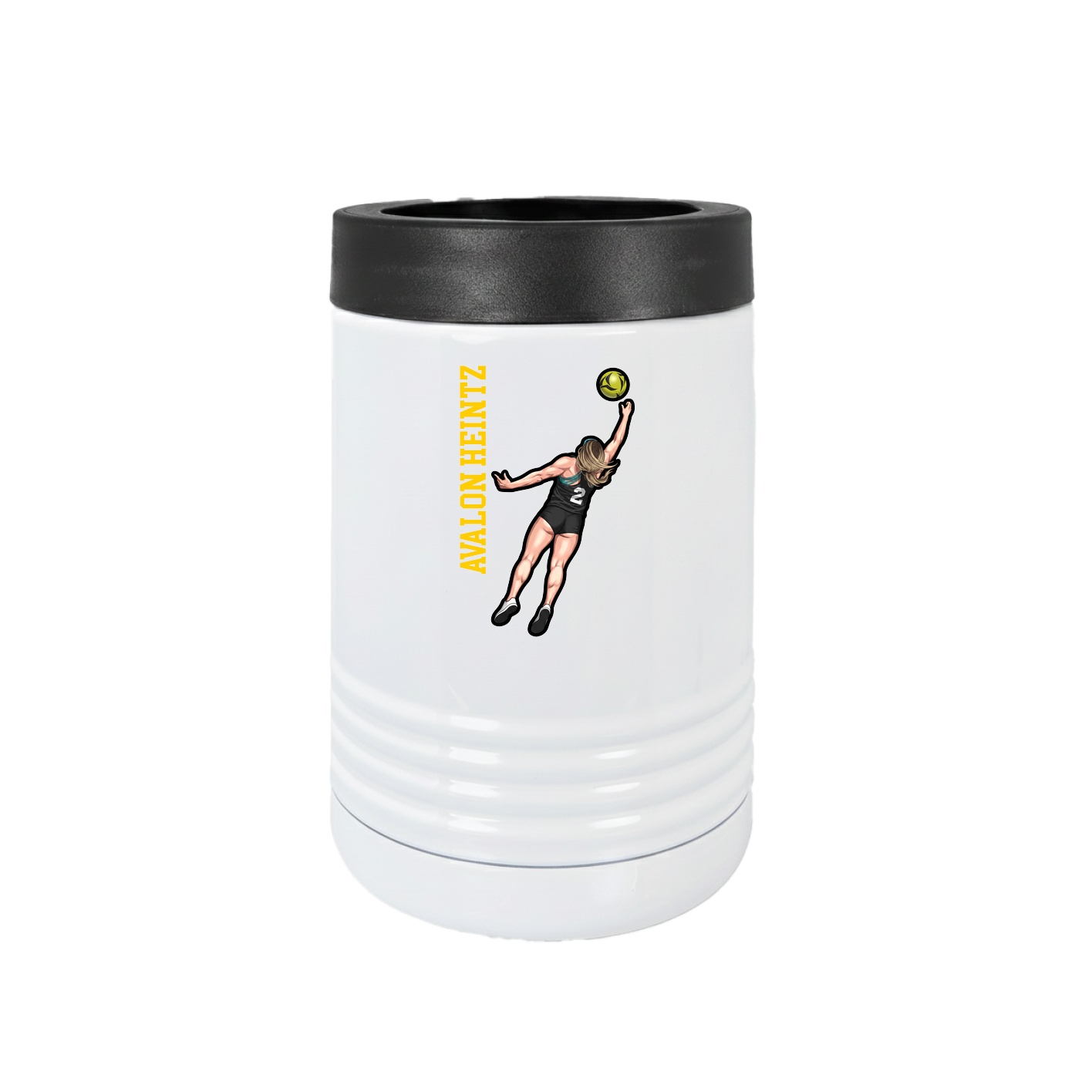 Beverage Holder — Name Vertical in White