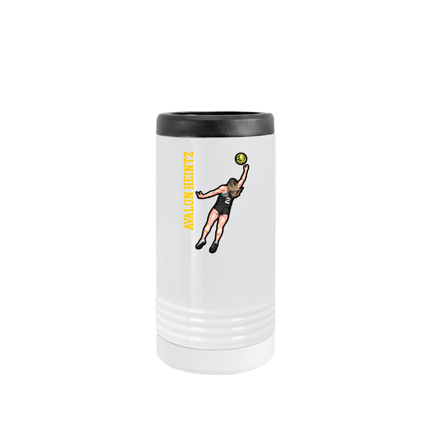 Slim Beverage Holder — Name Vertical in White