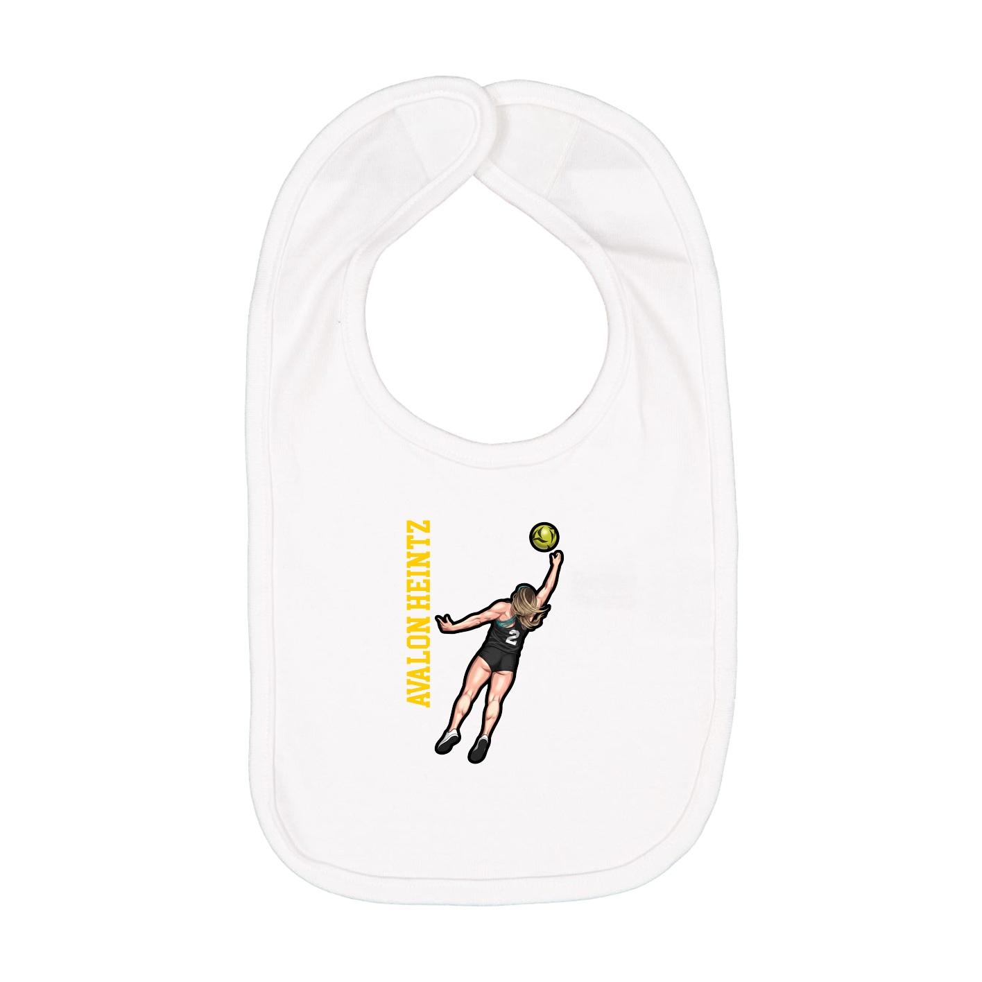 Infant Bib — Name Vertical in White