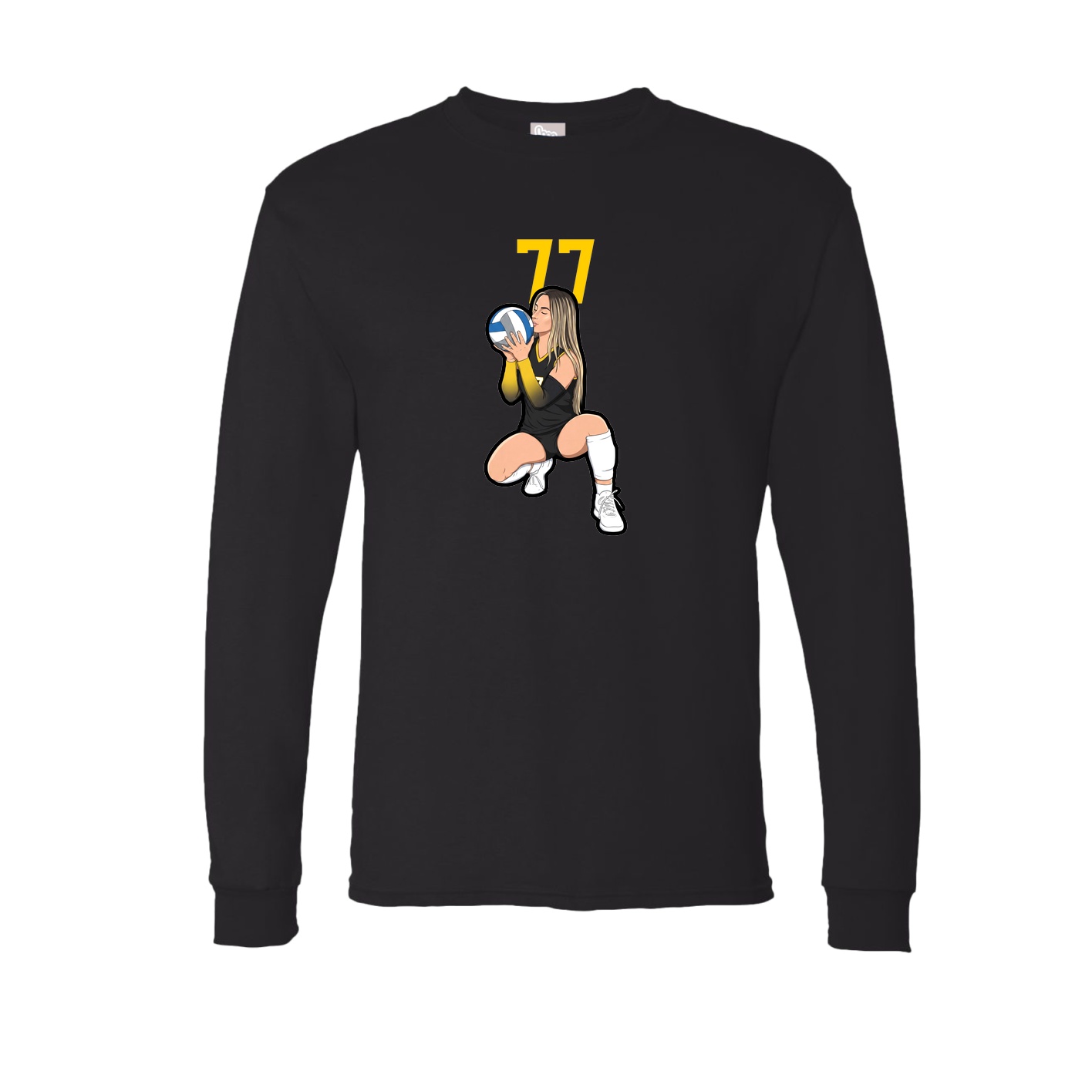 Long Sleeve Tee — Number Top in Black
