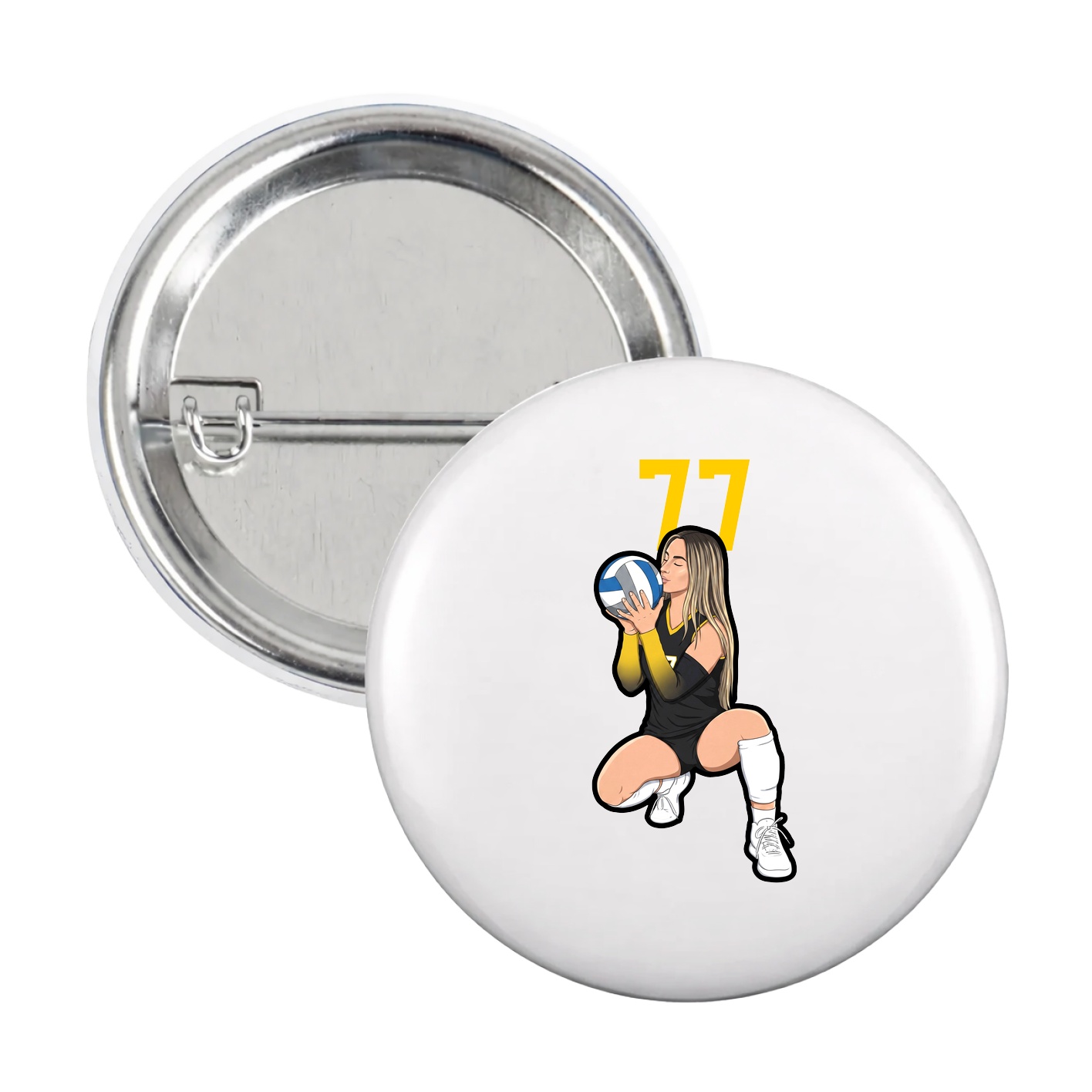 Game Day Button — Number Top in White