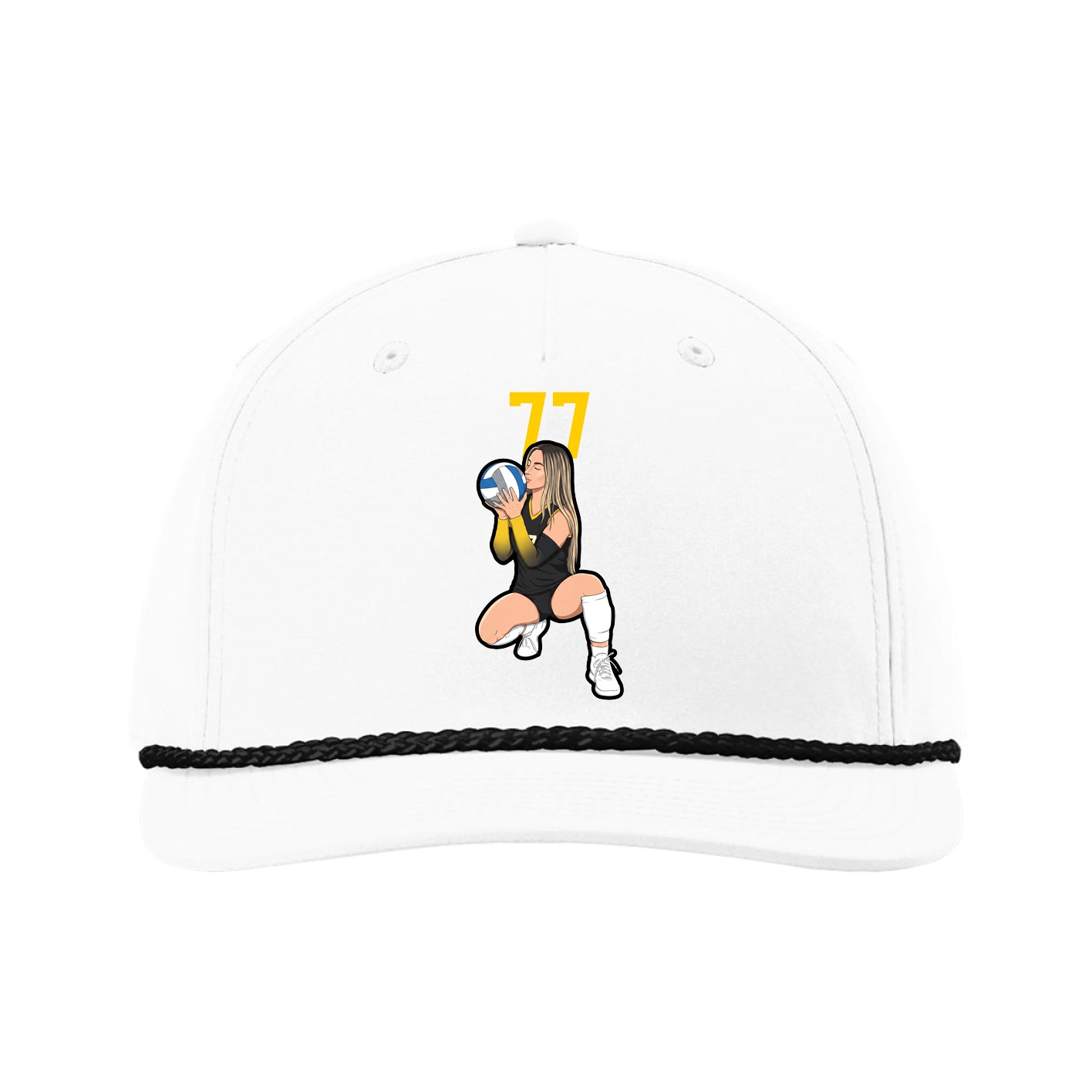 Five-Panel Classic Rope Cap — Number Top in White