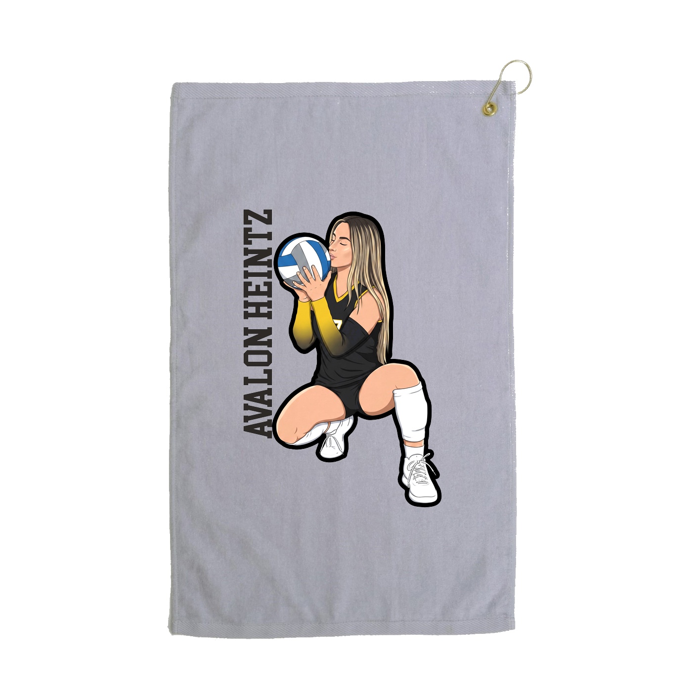 Golf Towel — Name Vertical in Grey