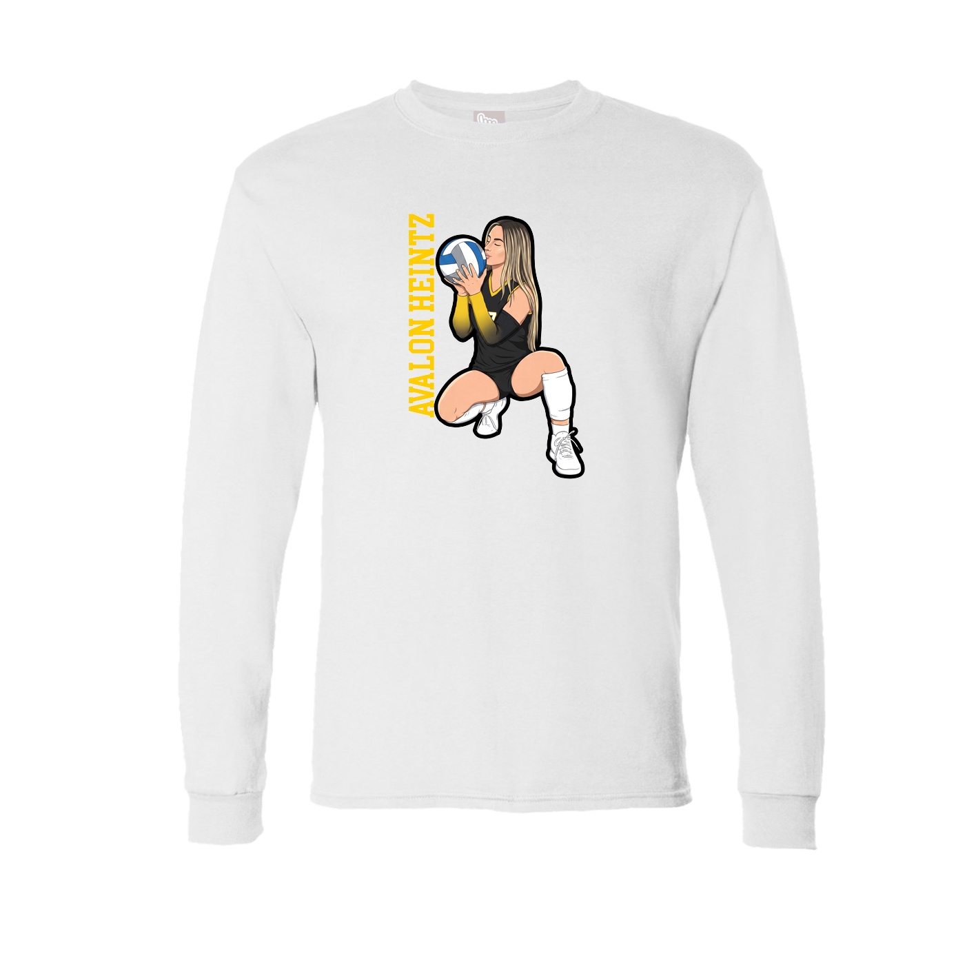 Long Sleeve Tee — Name Vertical in White