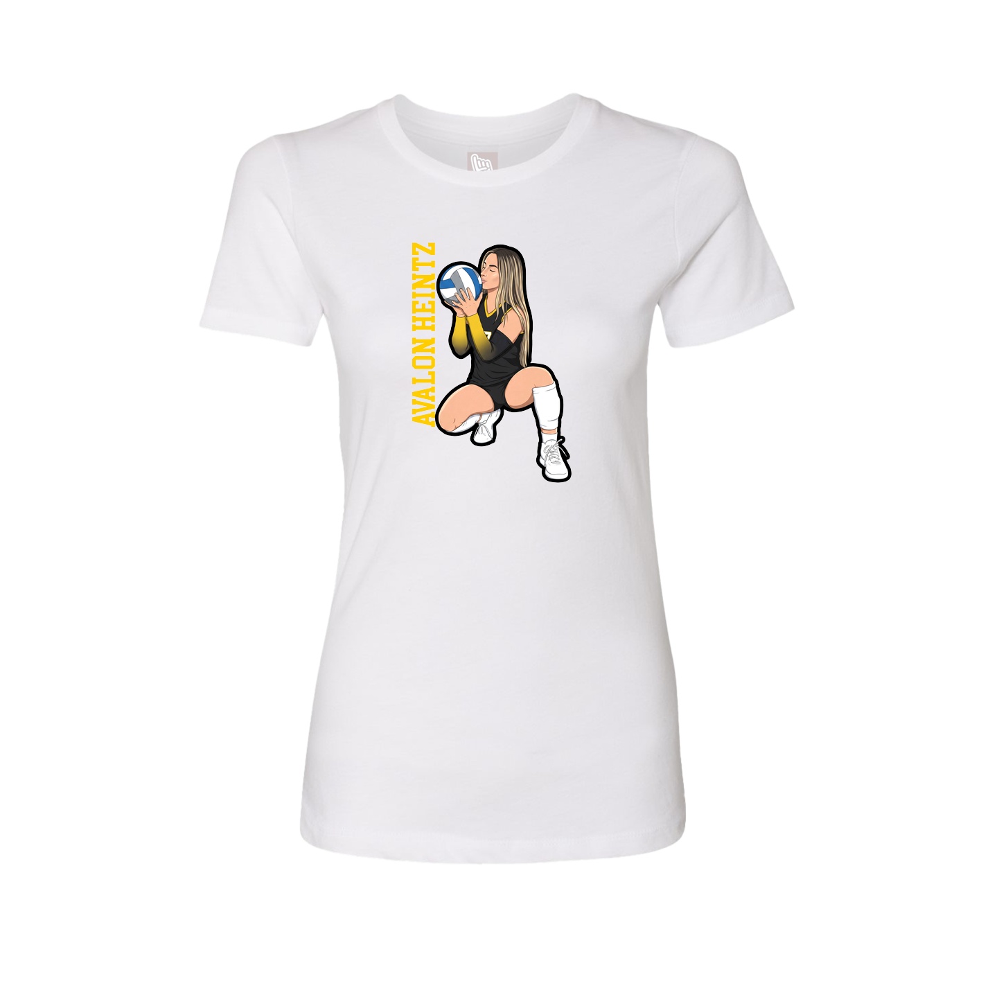Womens Tee — Name Vertical in White