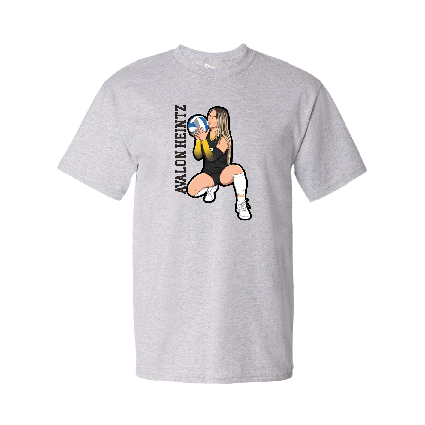 Youth Tee — Name Vertical in Grey