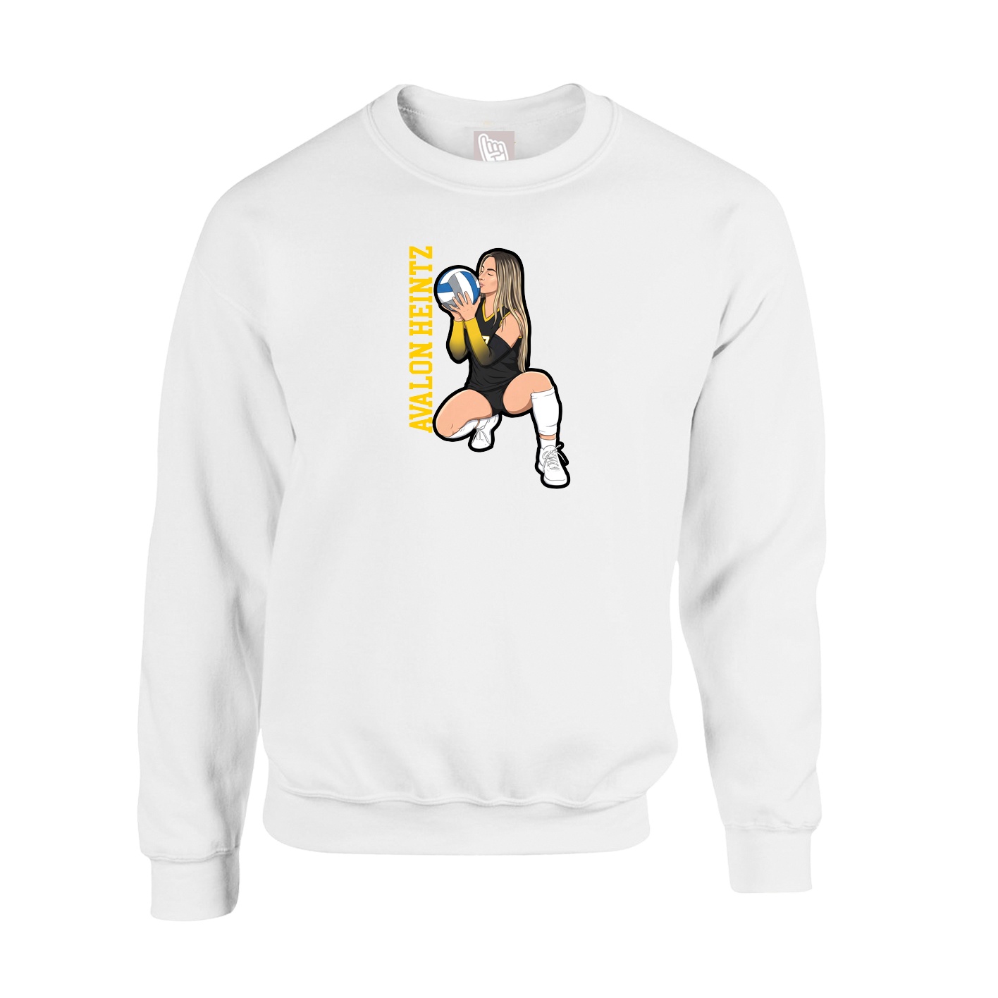 Fleece Crew — Name Vertical in White