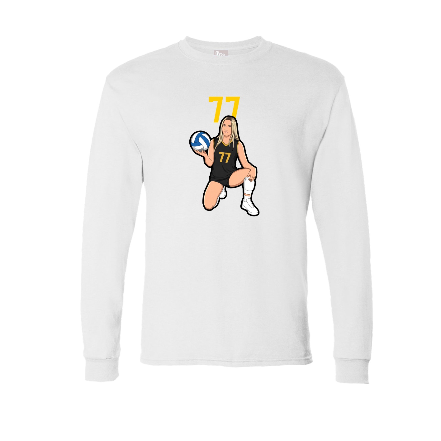 Long Sleeve Tee — Number Top in White