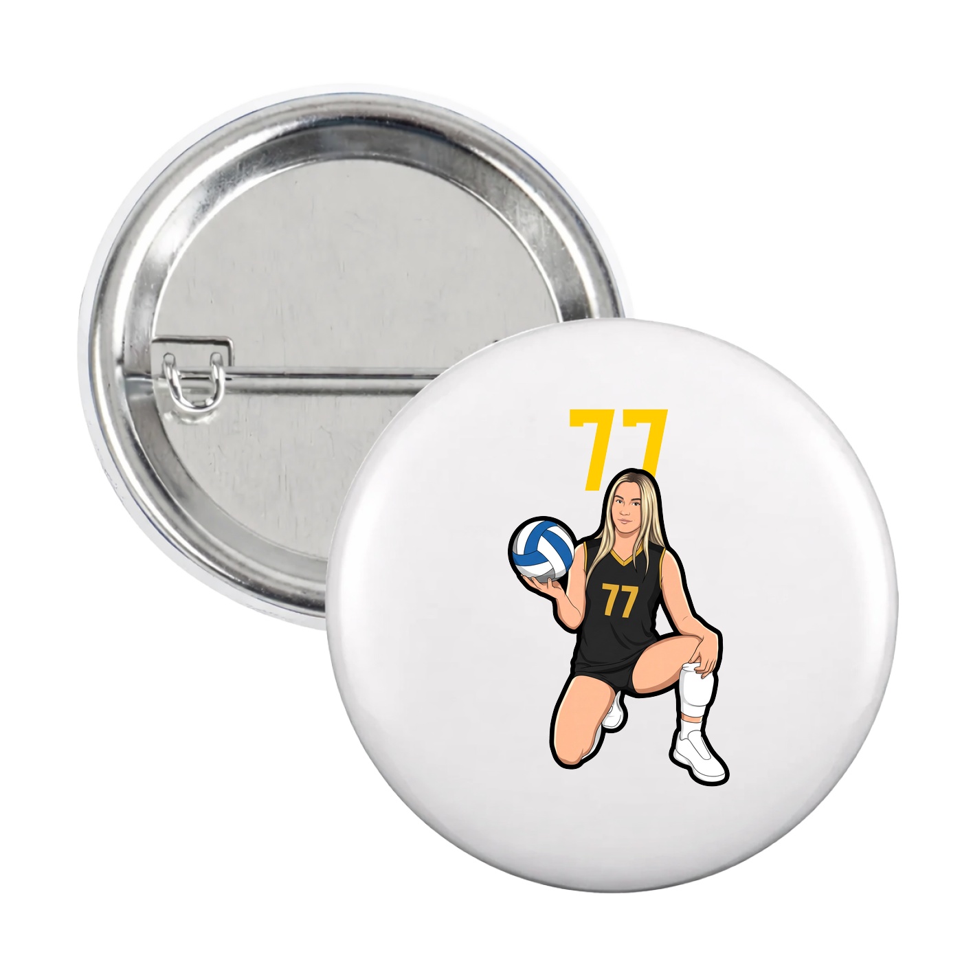 Game Day Button — Number Top in White