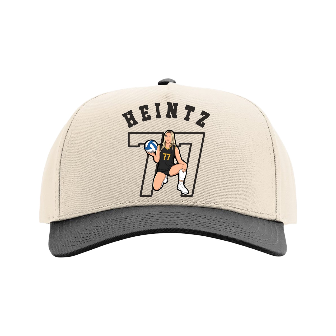 Full Fabric Five-Panel Champ Cap — Shirsey Arch in Cream/Black