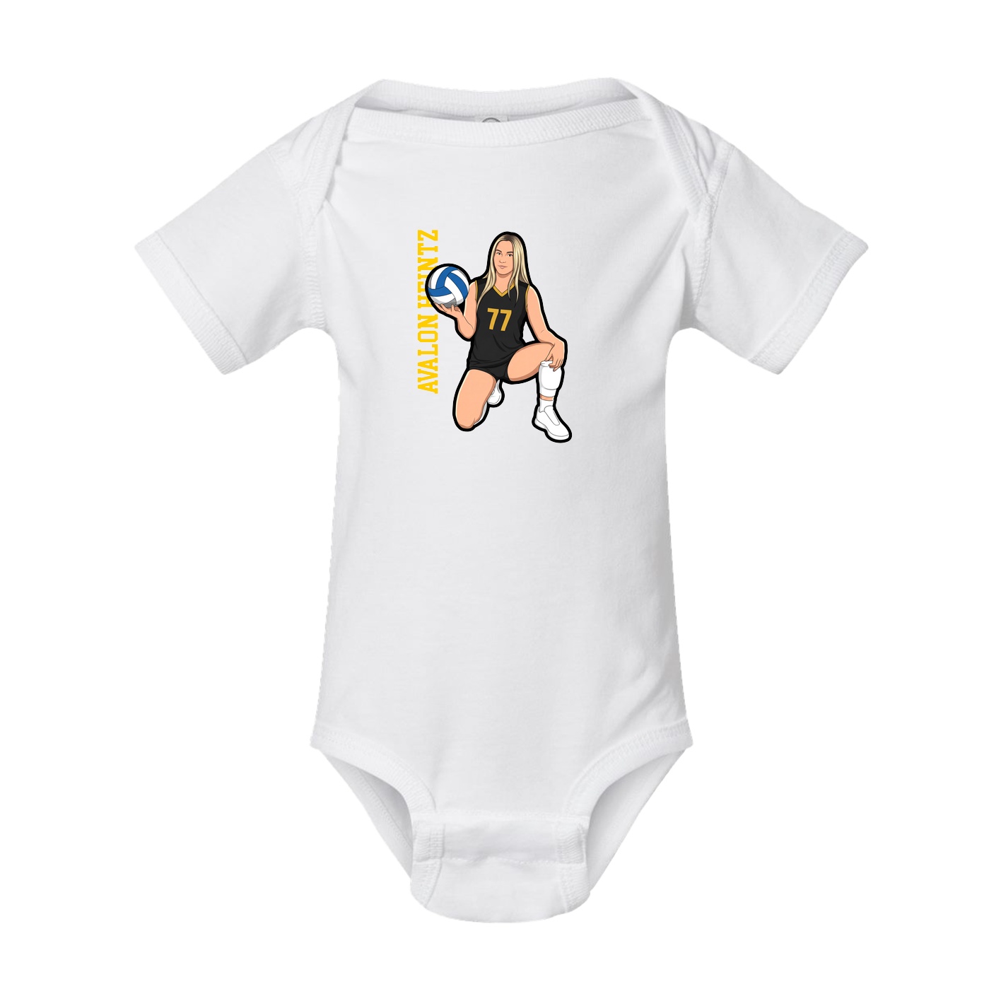 Baby Onesie — Name Vertical in White