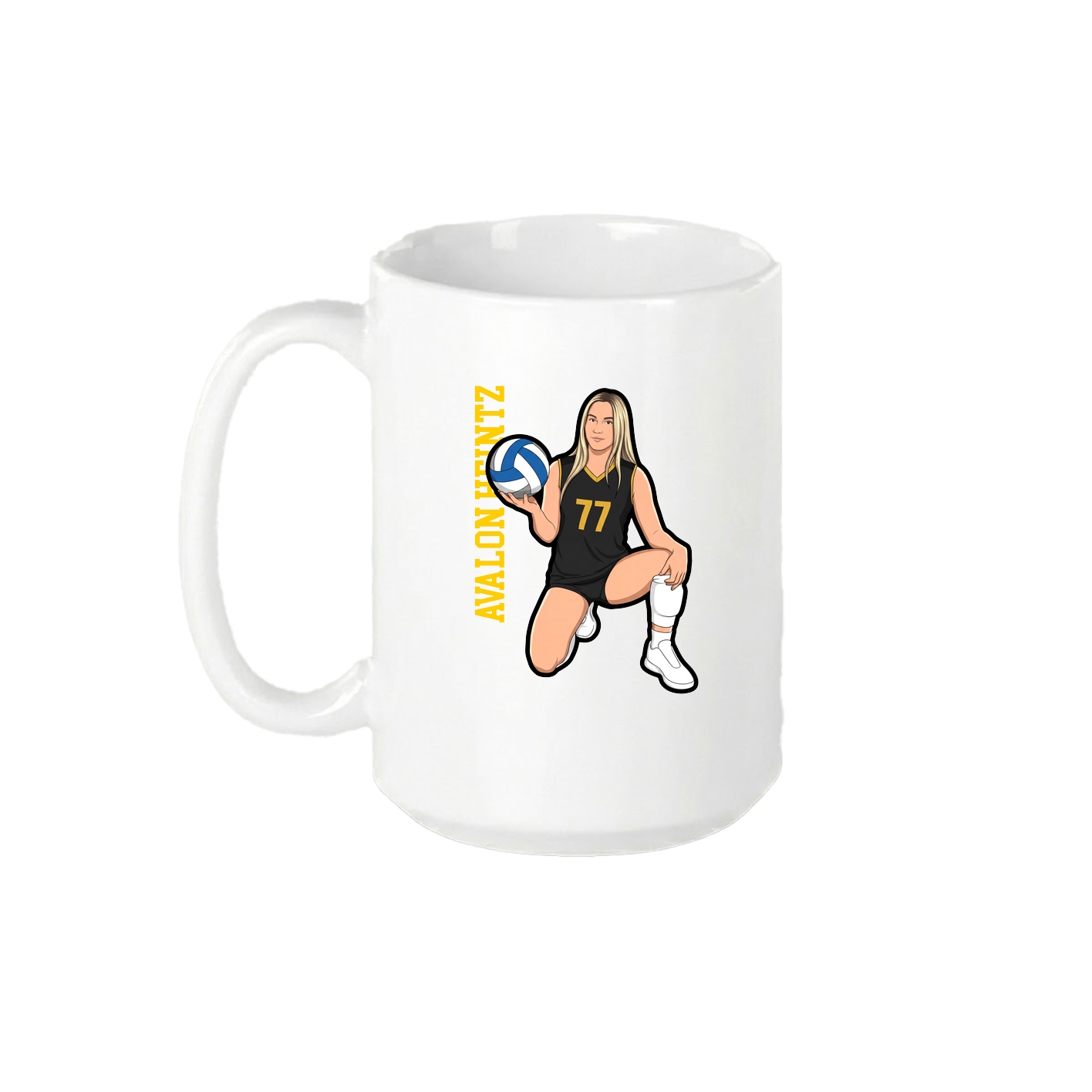 15oz Coffee Mug — Name Vertical in White