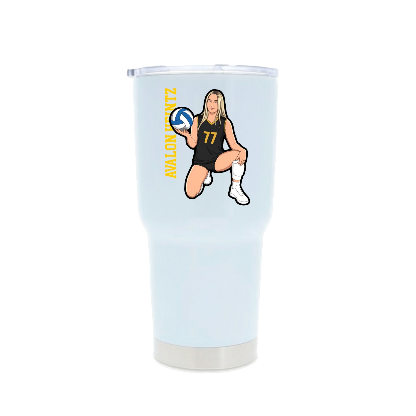 30oz Stainless Steel Tumbler — Name Vertical in White