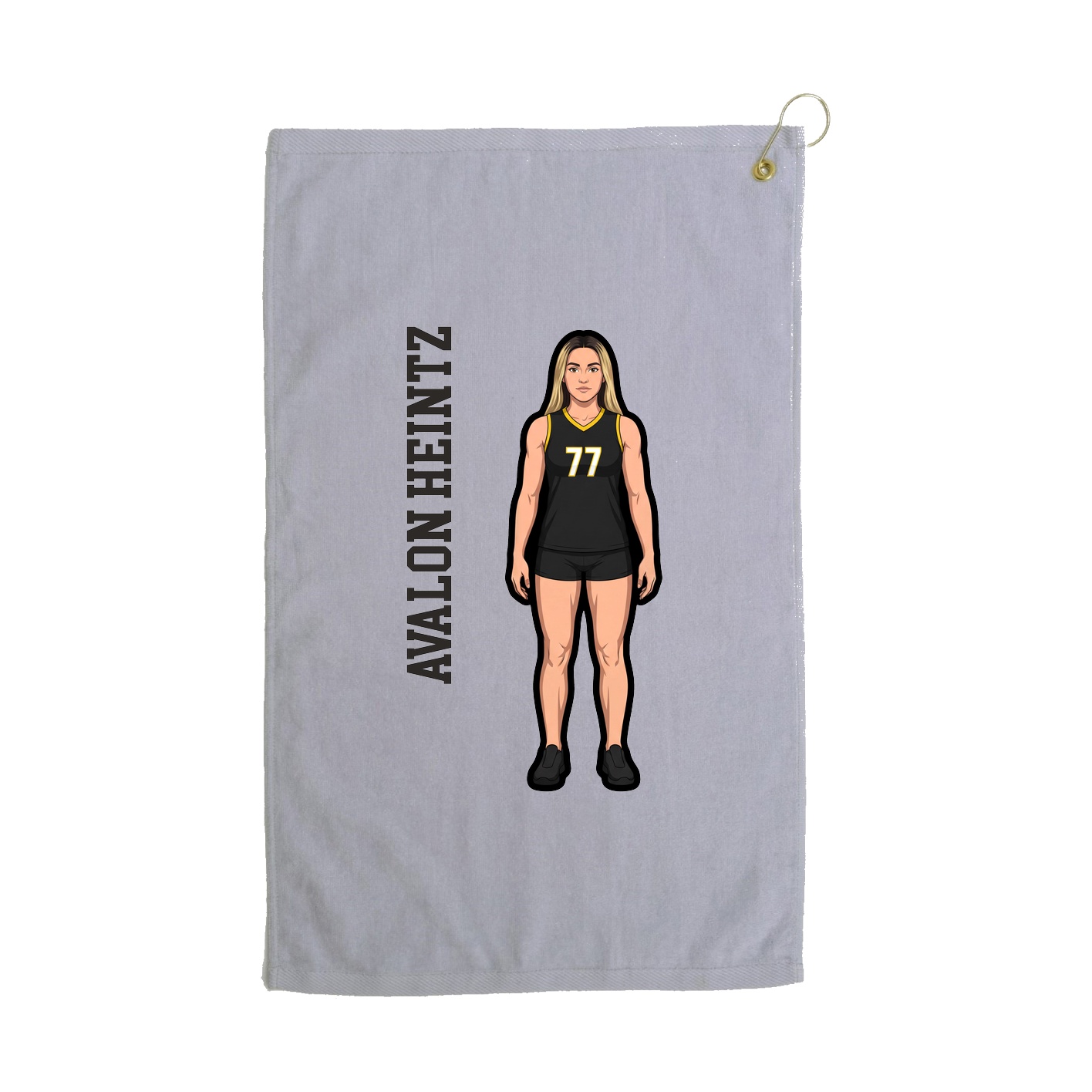 Golf Towel — Name Vertical in Grey