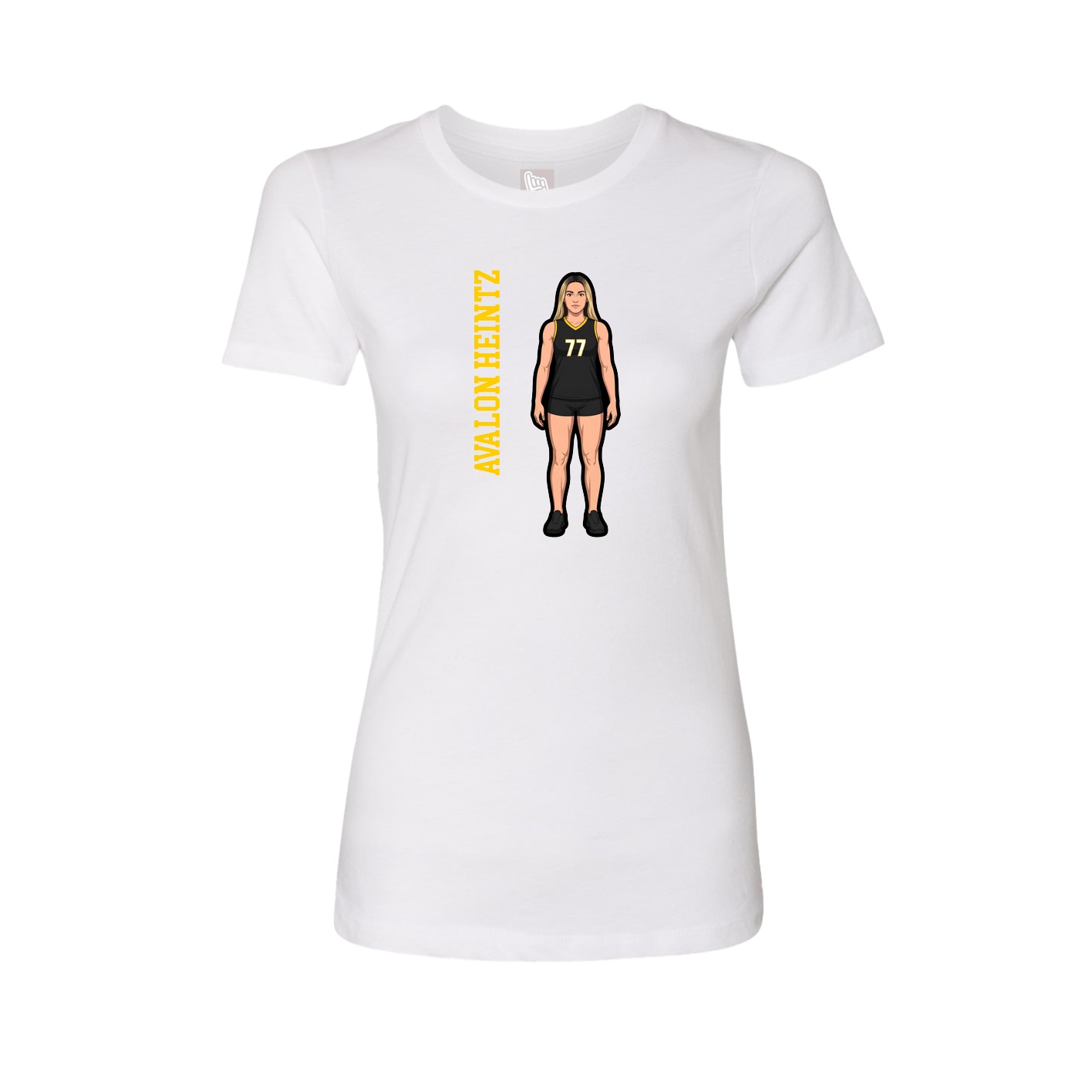 Womens Tee — Name Vertical in White