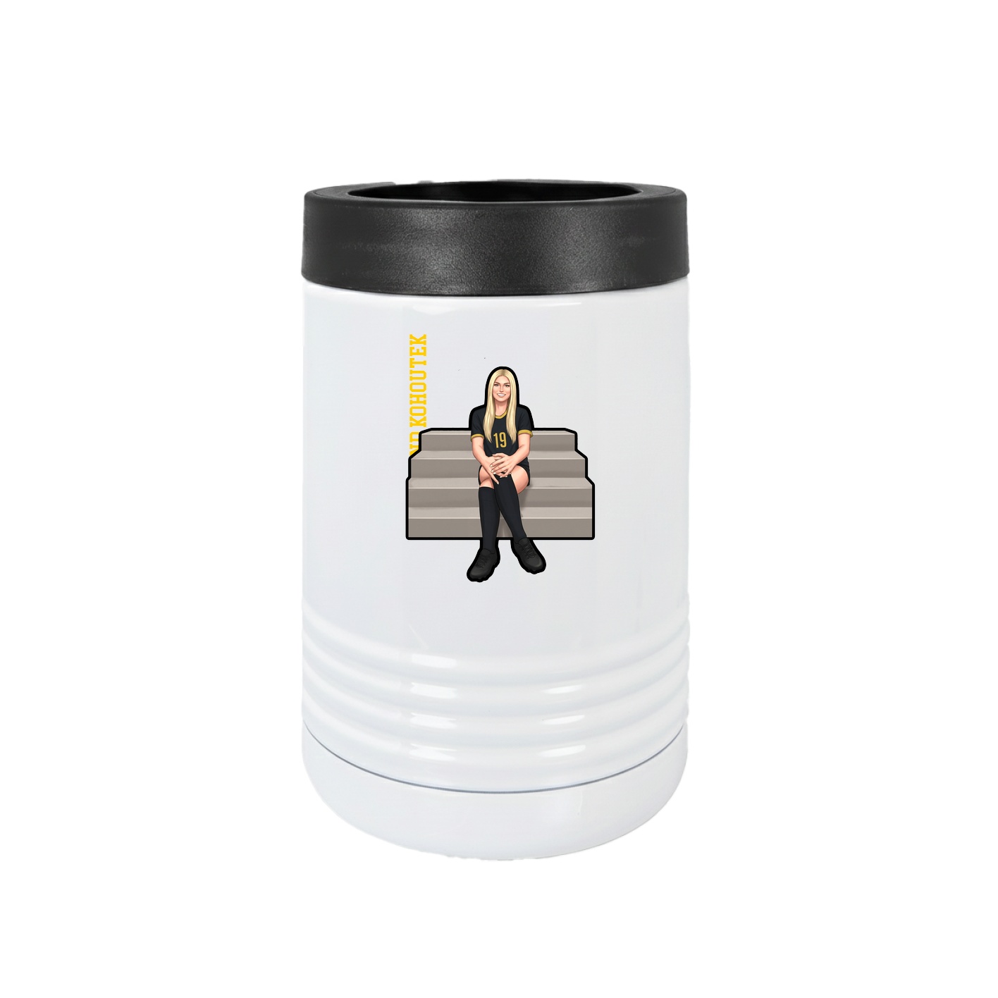 Beverage Holder — Name Vertical in White