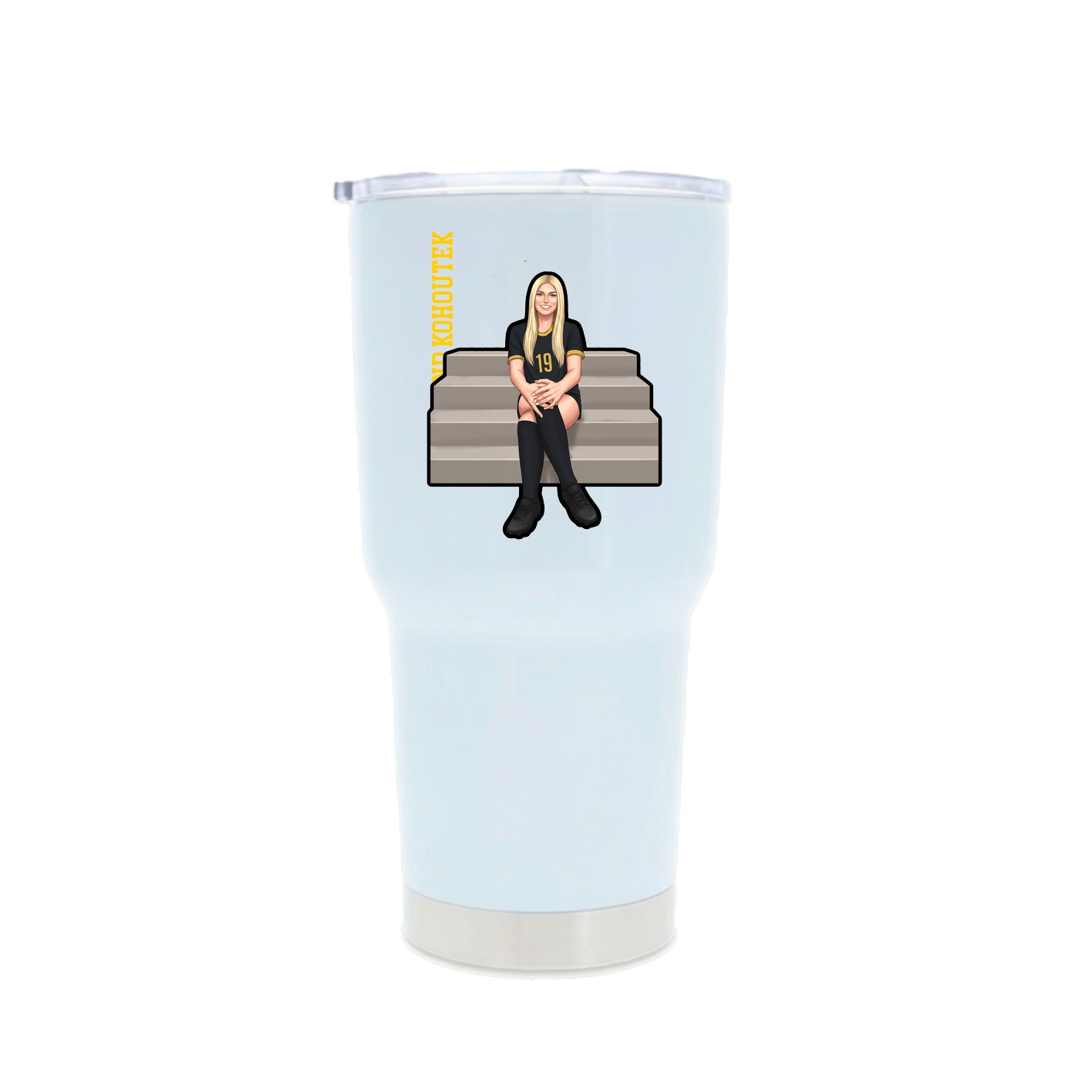 30oz Stainless Steel Tumbler — Name Vertical in White