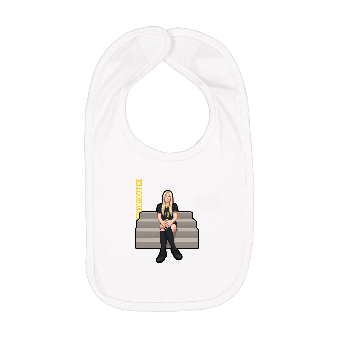 Infant Bib — Name Vertical in White