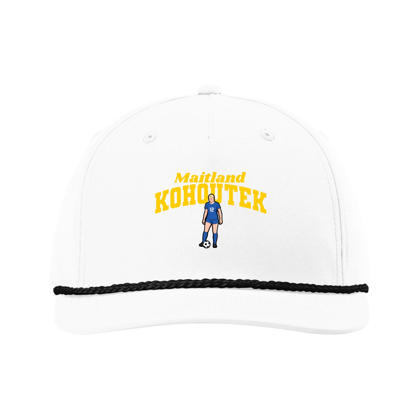 Five-Panel Classic Rope Cap — Signature Arch in White