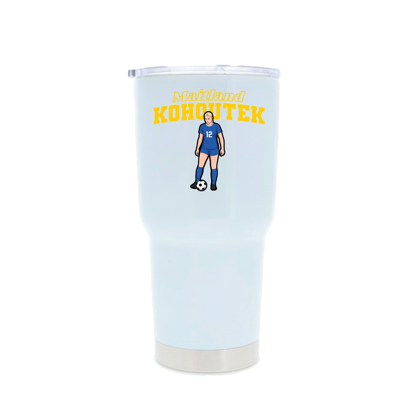 30oz Stainless Steel Tumbler — Name Arch in White