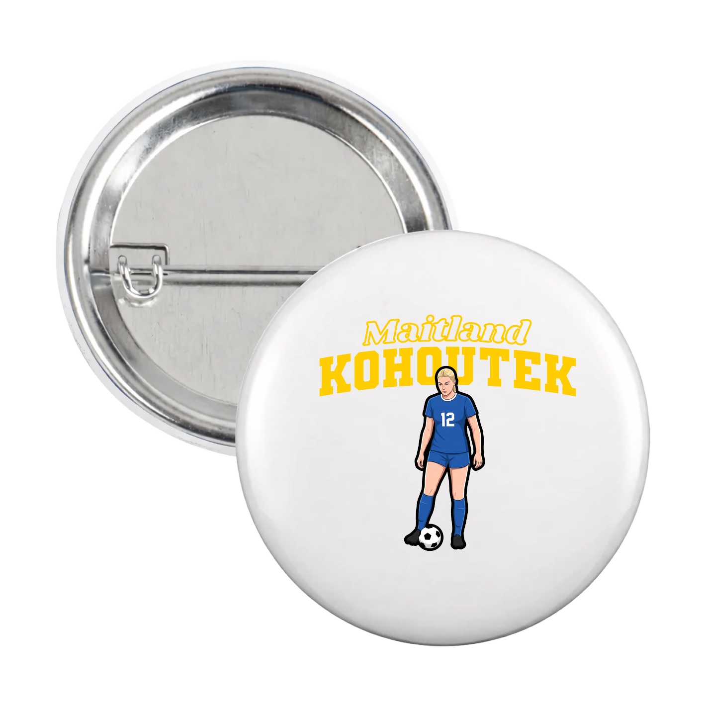 Game Day Button — Name Arch in White