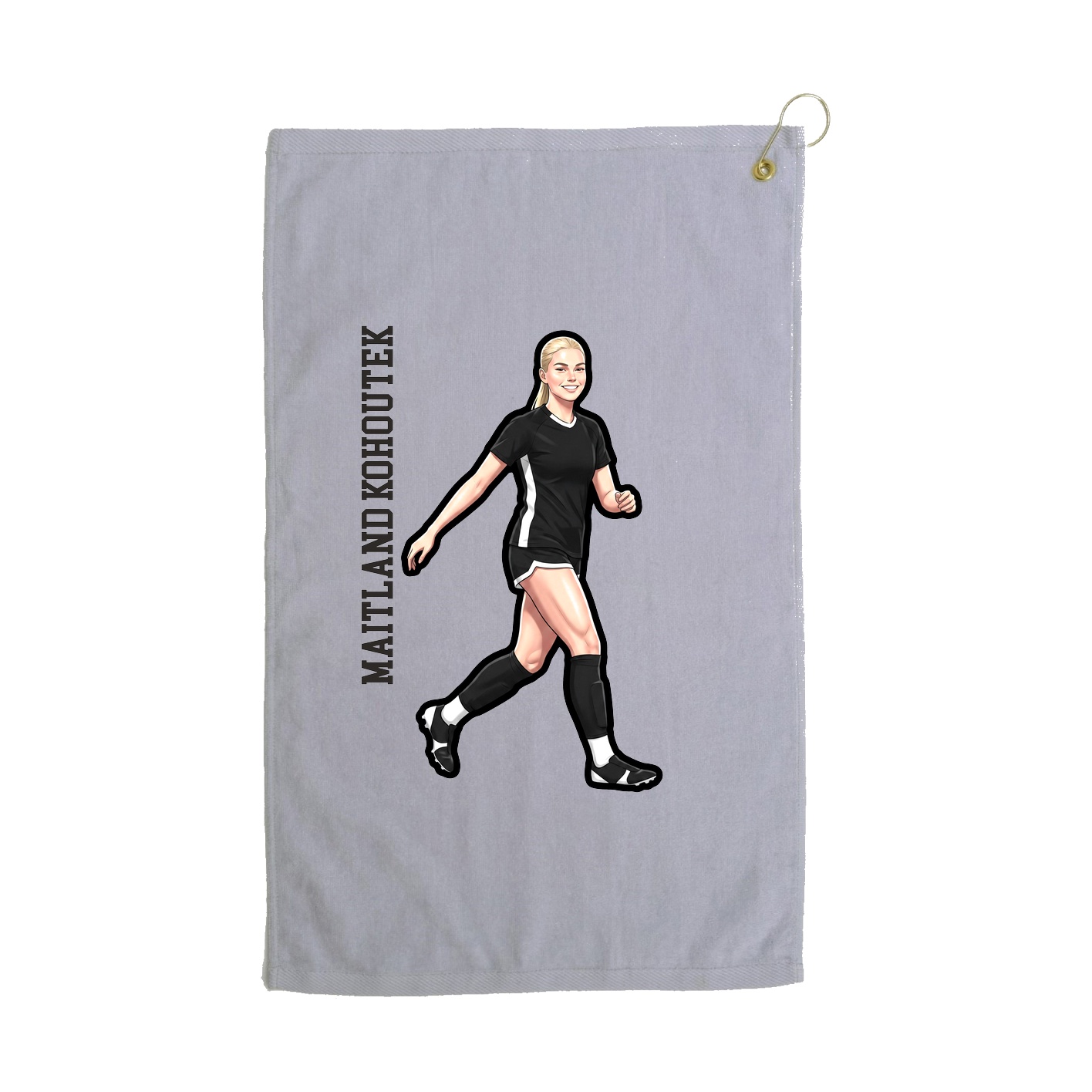 Golf Towel — Name Vertical in Grey