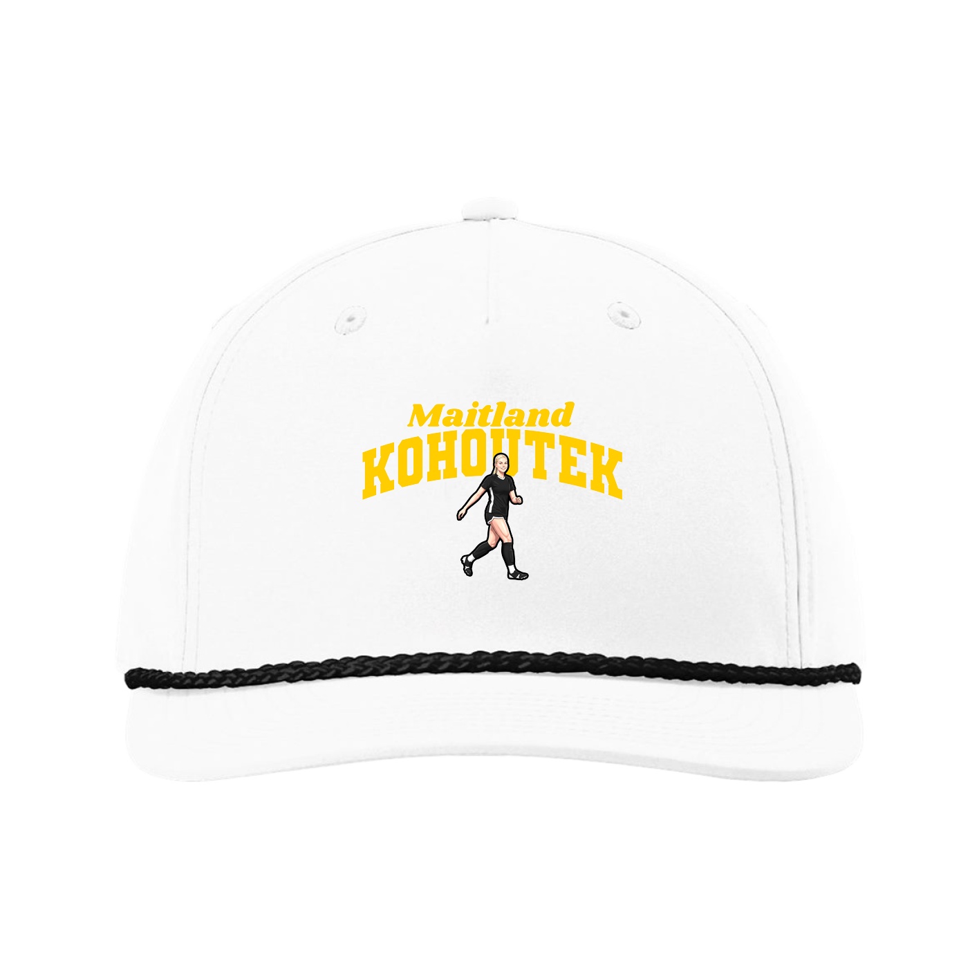 Five-Panel Classic Rope Cap — Signature Arch in White