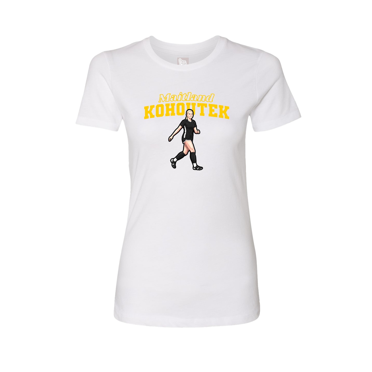 Fitted Women's Tee — Name Arch in White