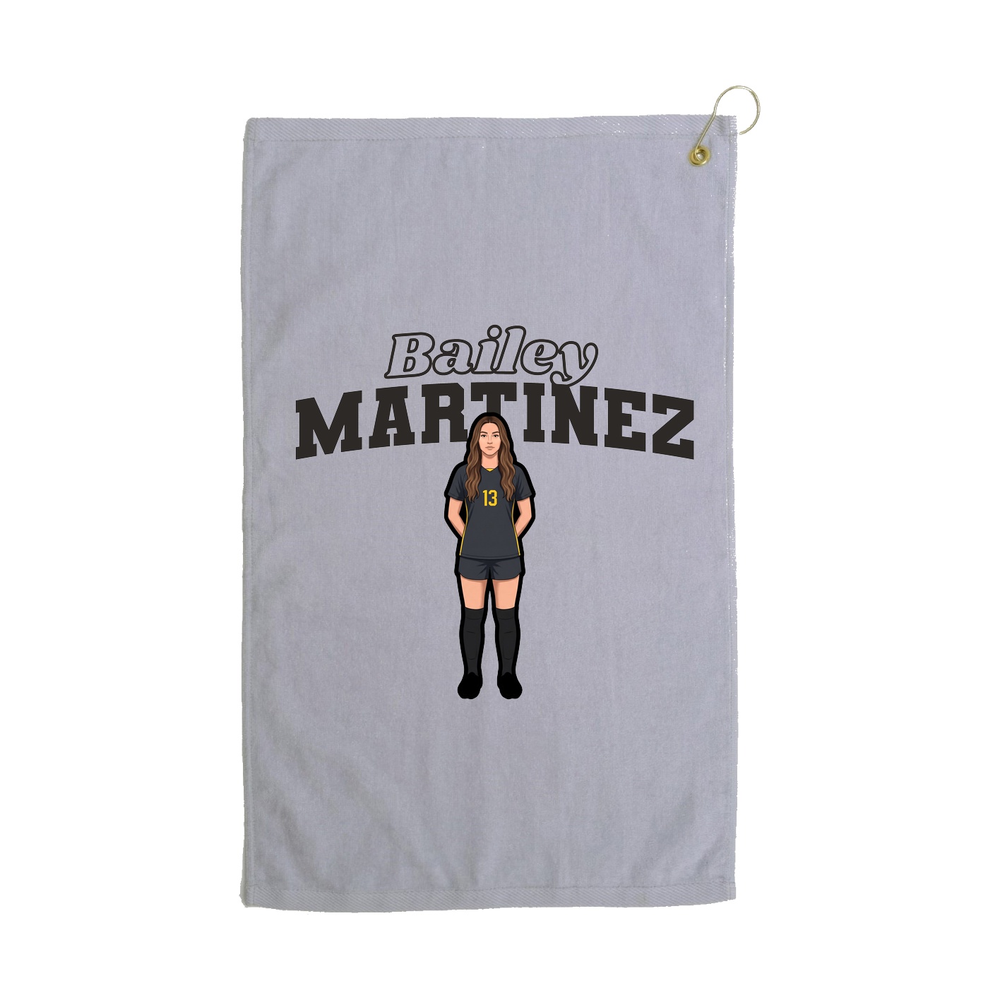 Golf Towel — Name Arch in Grey