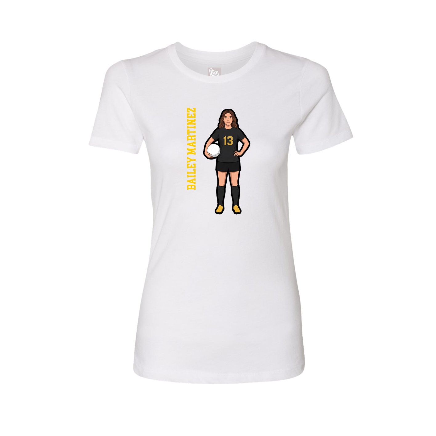 Fitted Women's Tee — Name Vertical in White