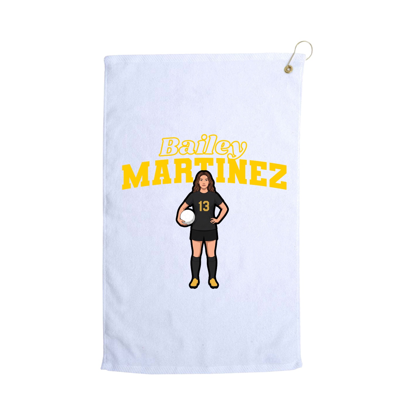 Golf Towel — Name Arch in White