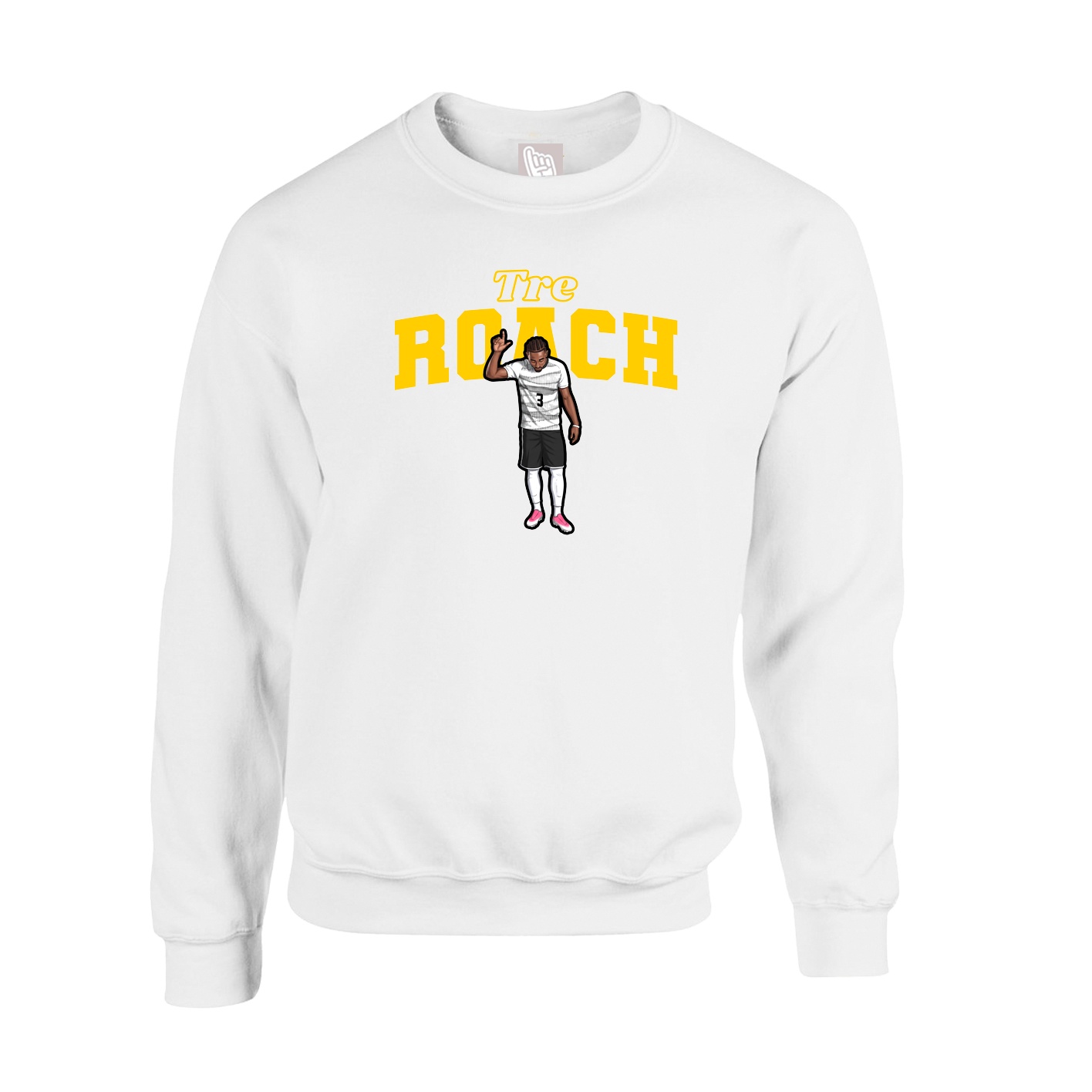 Fleece Crew — Name Arch in White